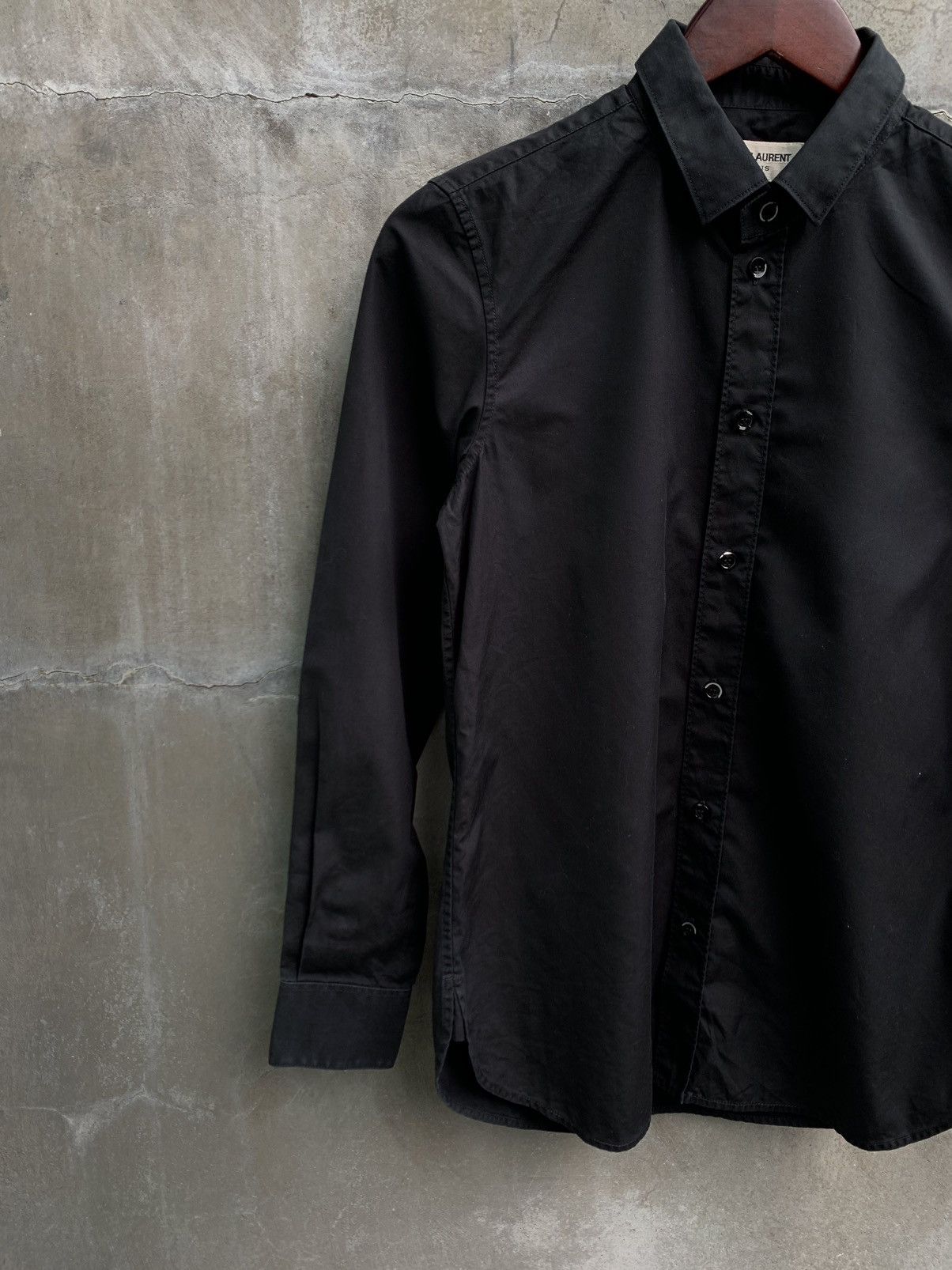 Saint Laurent Paris Plain Black Button Up Shirt Size S / US 4 / IT 40 - 2 Thumbnail