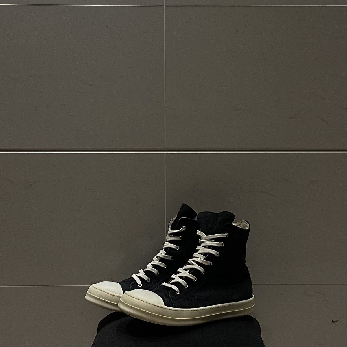 image of Rick Owens Ramones High Top Shoes in Black, Men's (Size 10)