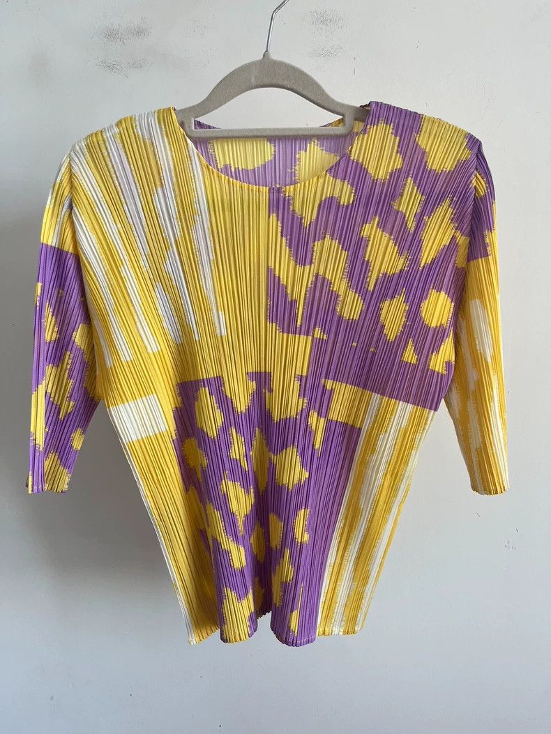 Issey Miyake Issey Miyake size:3 Yellow and purple pleated cardigan Size S / US 4 / IT 40 - 3 Thumbnail