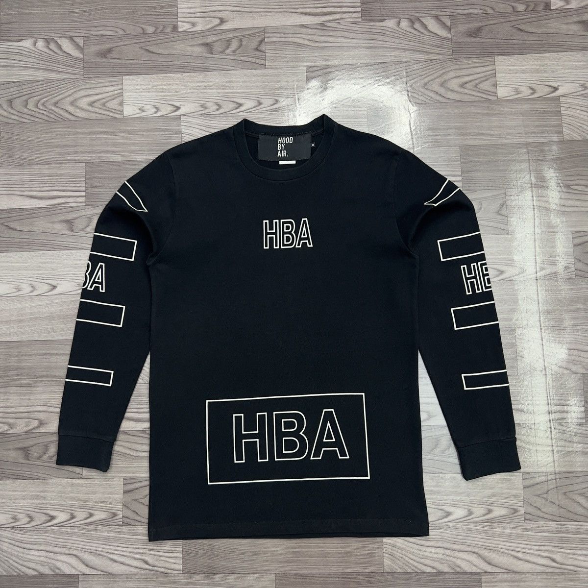 Hood By Air × Streetwear HBA BLACK LAYERED GRAPHIC L/S T-SHIRT