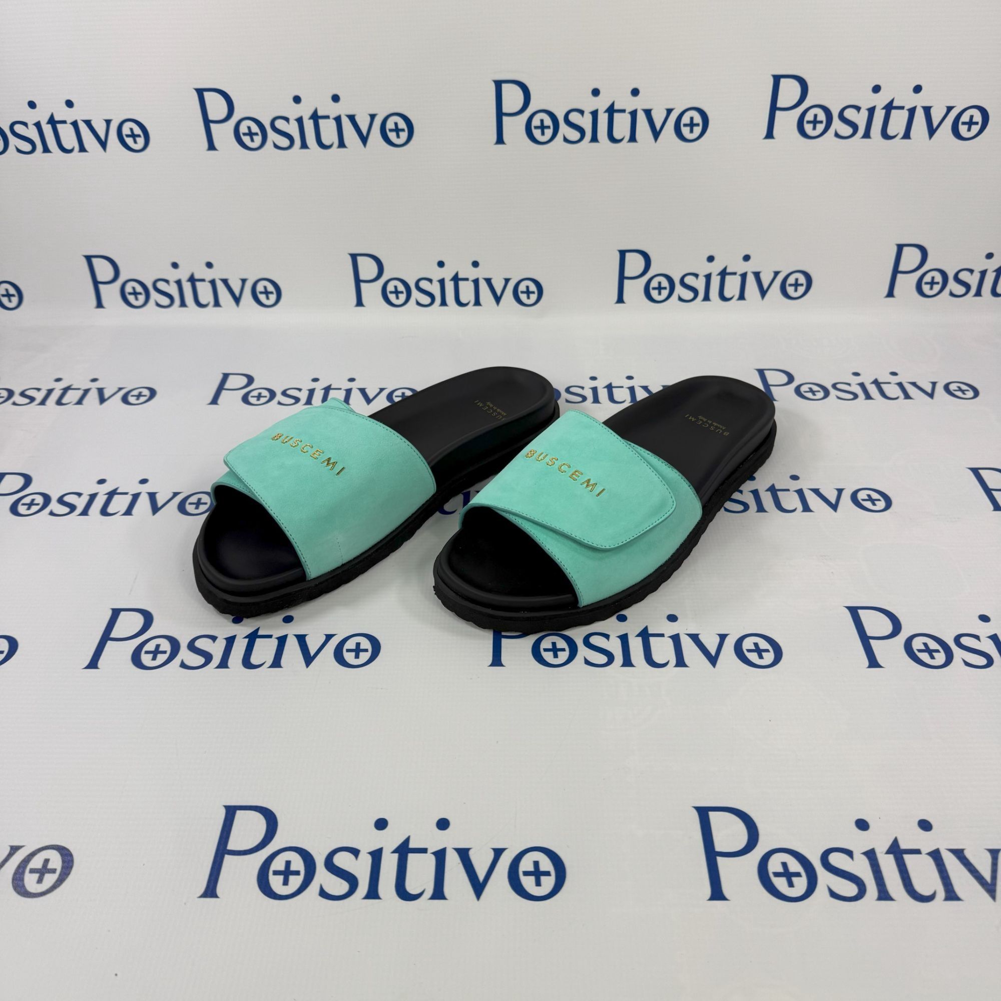 Buscemi Buscemi Scratch Slide Turquoise Leather Sandals US 8 EU 41 Size US 8 / EU 41 - 2 Thumbnail