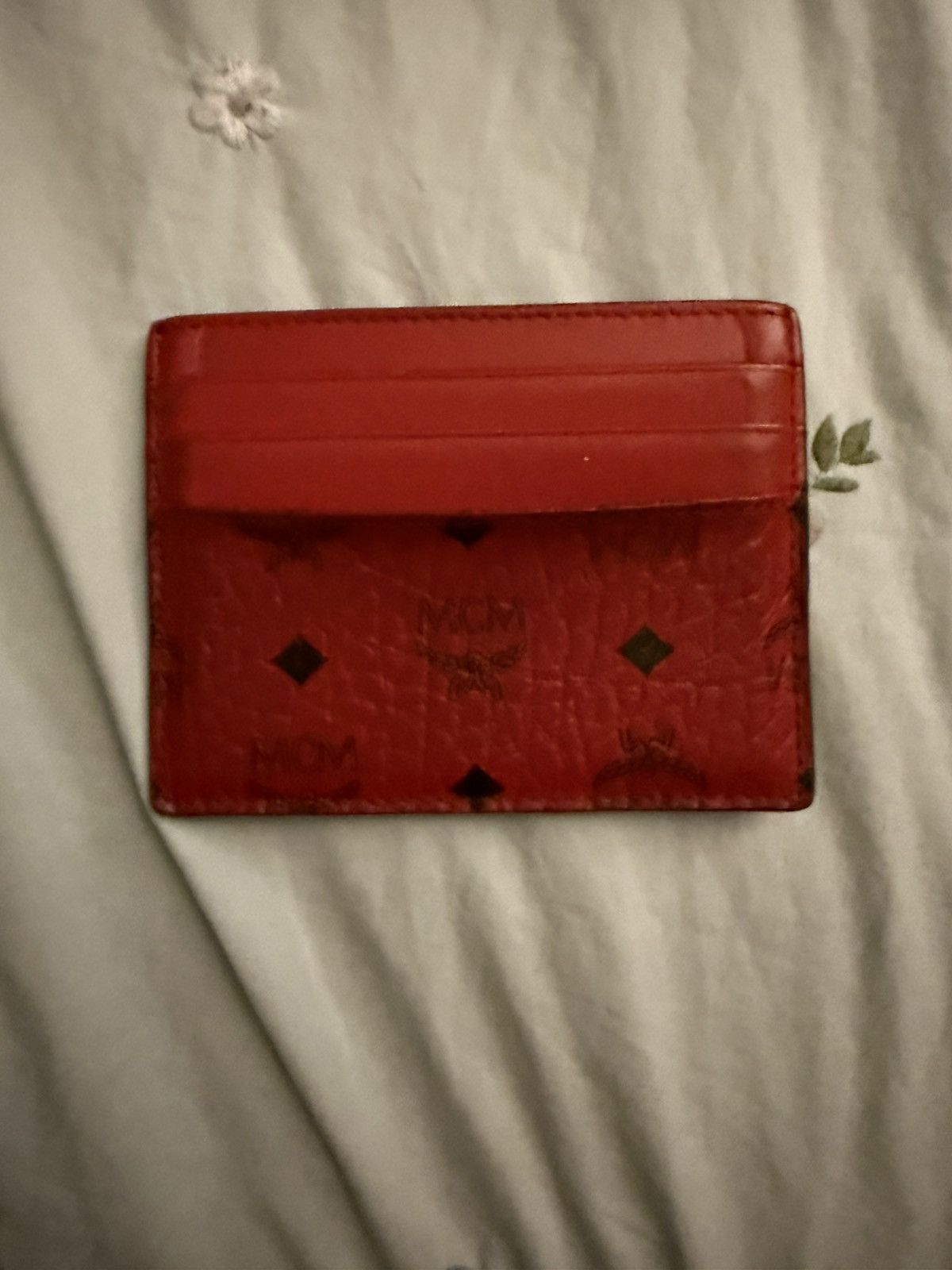 MCM Red hot Leather Card Holder