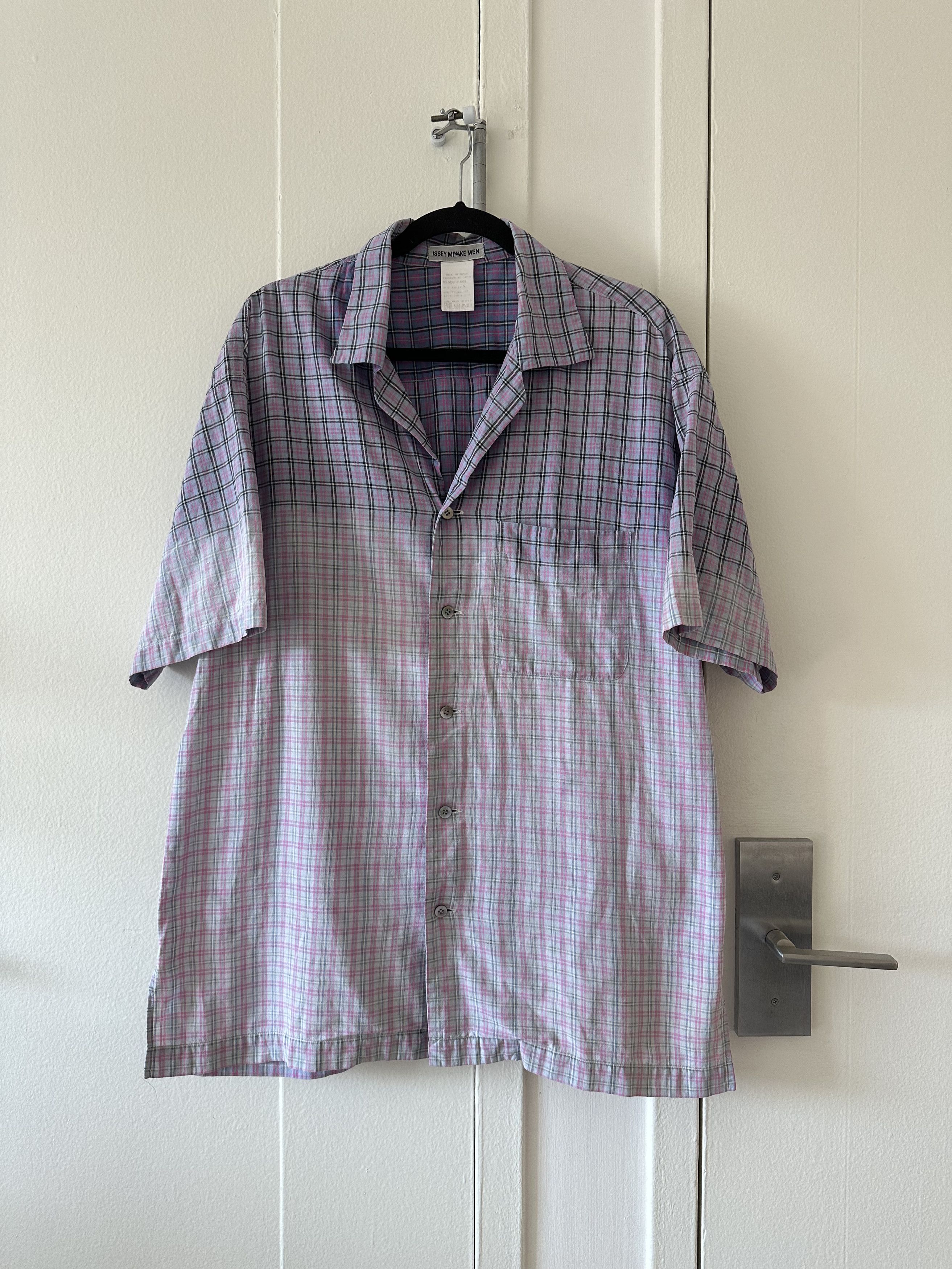 Issey Miyake Issey Miyake Check Camp Collar Short Sleeve Button Up Shirt Size US XL / EU 56 / 4 - 1 Thumbnail