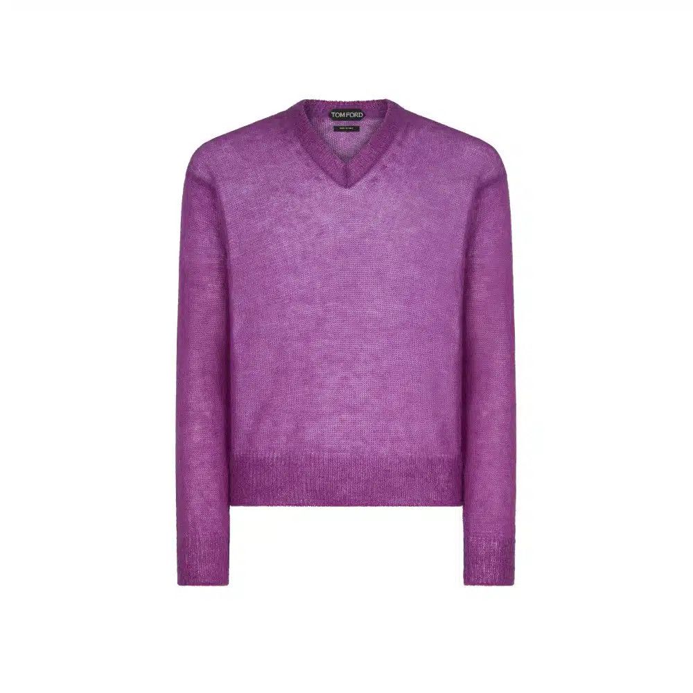 Tom Ford o1loc1c1224 KVL016 V-neck Sweater in Purple Size US L / EU 52-54 / 3 - 1 Thumbnail