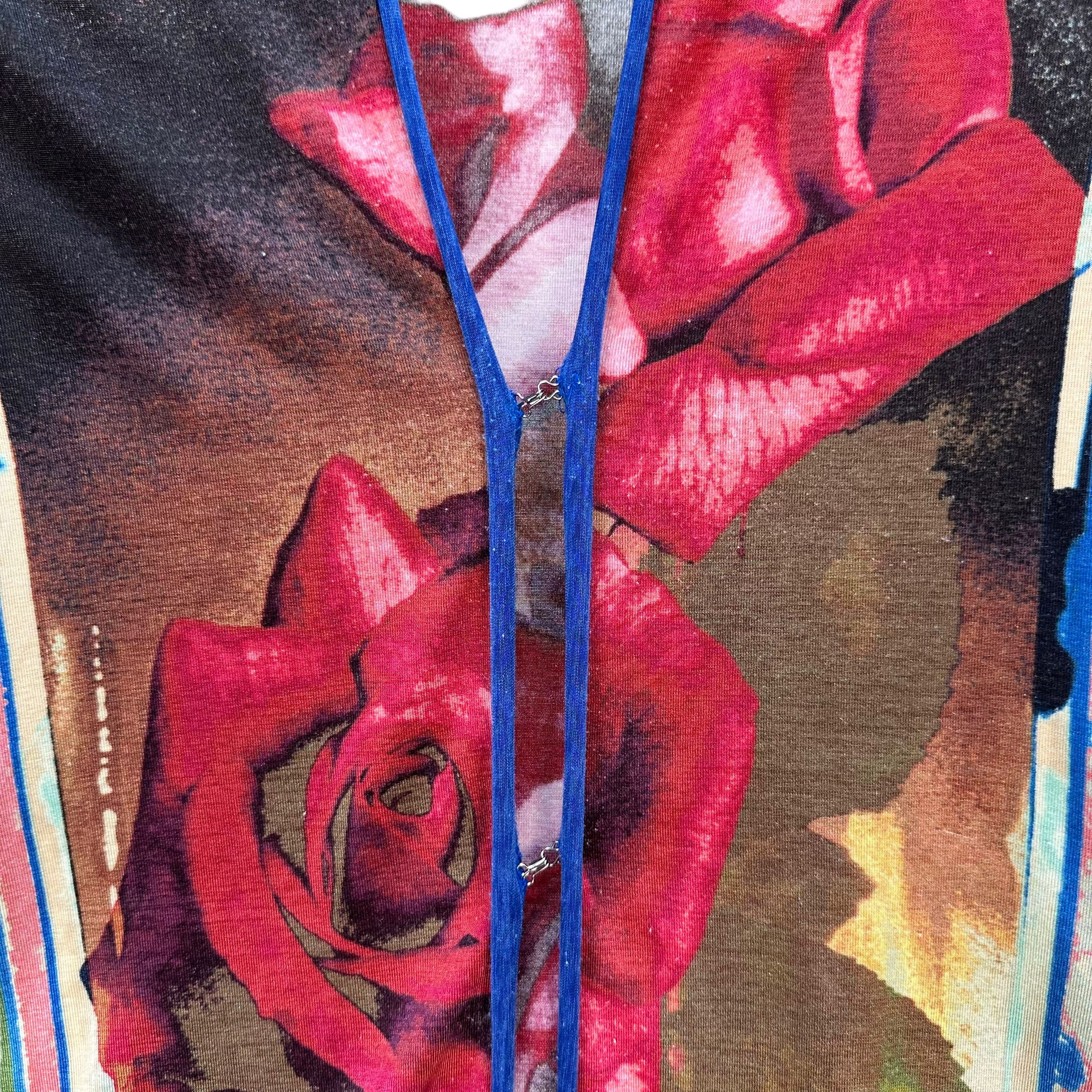 Jean Paul Gaultier JEAN PAUL GAULTIER FEMME ROSE GRAPHIC CARDIGAN #7715-166 Size M / US 6-8 / IT 42-44 - 3 Thumbnail