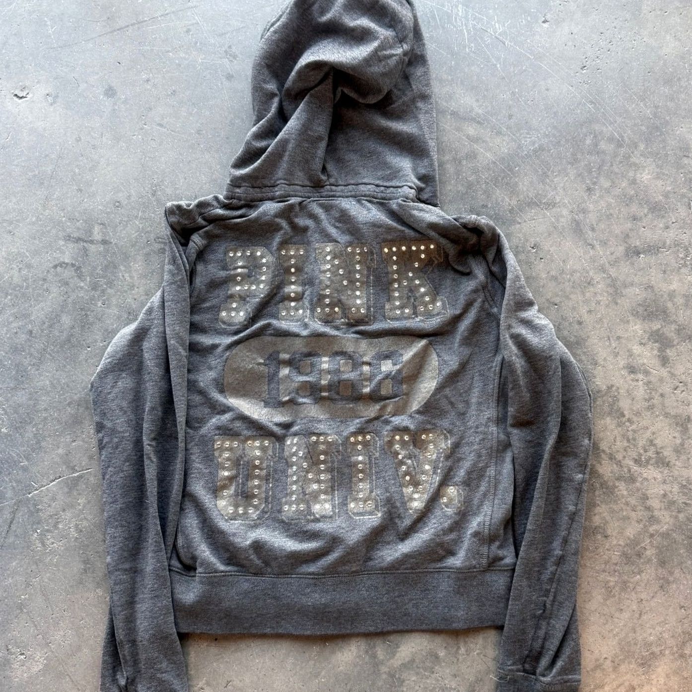 Victoria's Secret VINTAGE Victoria's Secret Pink Uni Rhinestone Grey Mcbling Full Zip Hoodie M Womens Size M / US 6-8 / IT 42-44 - 2 Thumbnail