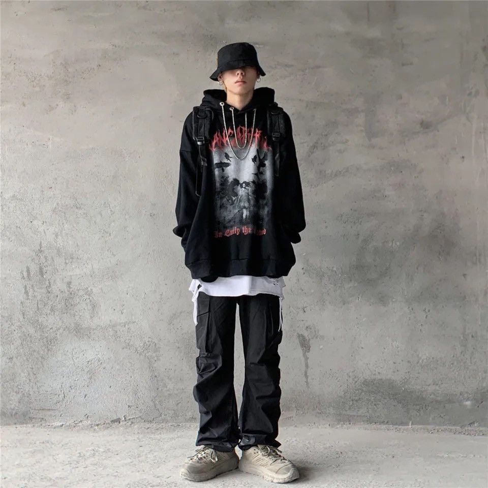 Japanese Brand × Vintage Streetwear Devil girl print Hoodie Pink Gothic style Size US XL / EU 56 / 4 - 5 Thumbnail