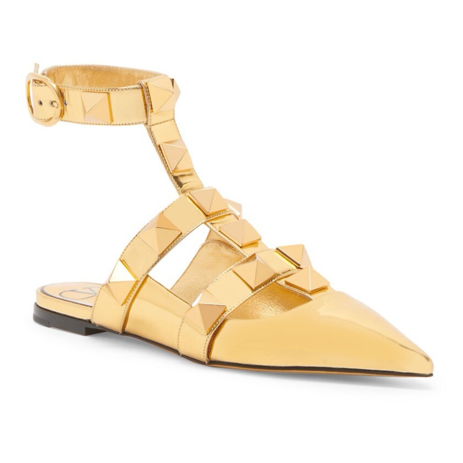 Valentino Rockstud Pyramid Pointed Ankle Strap Ballerina Flat 38.5 Size US 8.5 / IT 38.5 - 3 Thumbnail