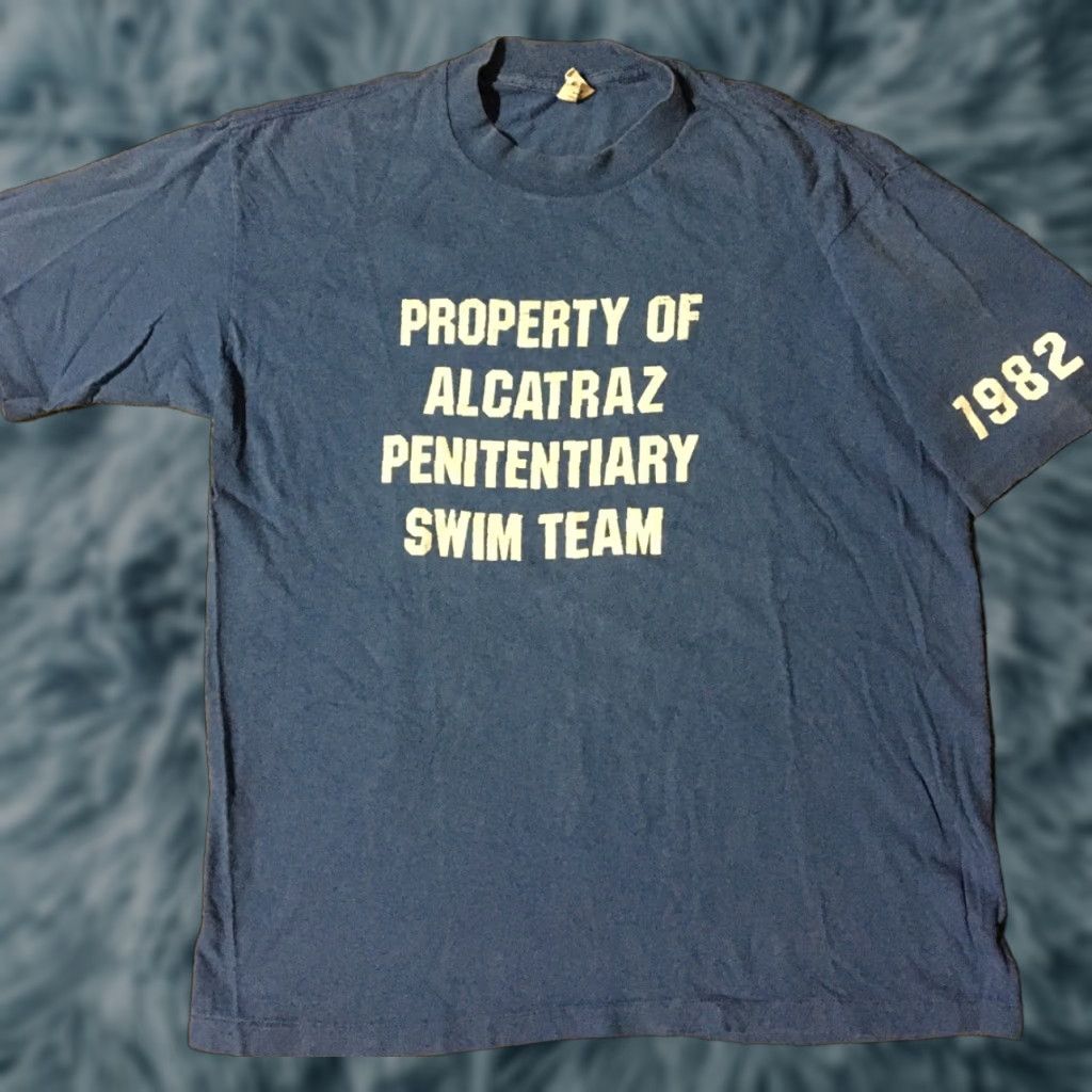 Swims Vtg 1982 Alcatraz Prison Swim Team Shirt S M USA Belton Blue Men Short Sleeve T-Shirt Sports 80s 90s Jail Humor Humor Size US S / EU 44-46 / 1 - 1 Thumbnail