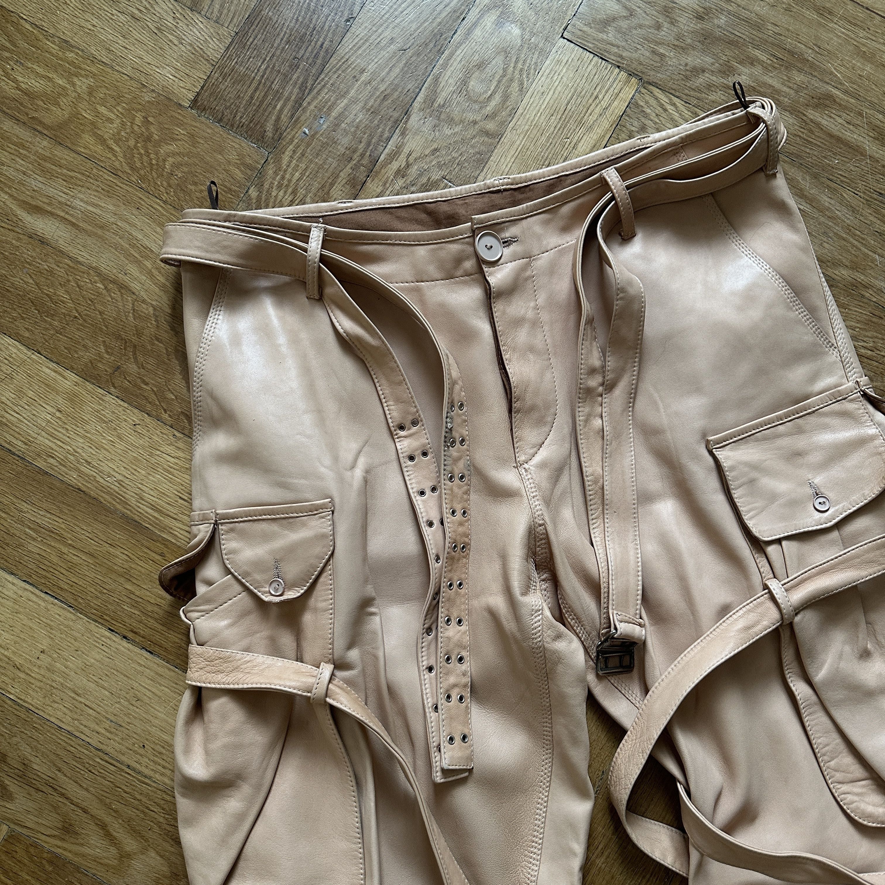 Jean Paul Gaultier Homme 90s Leather Strap Bondage Cargo Pants Size US 32 / EU 48 - 4 Thumbnail