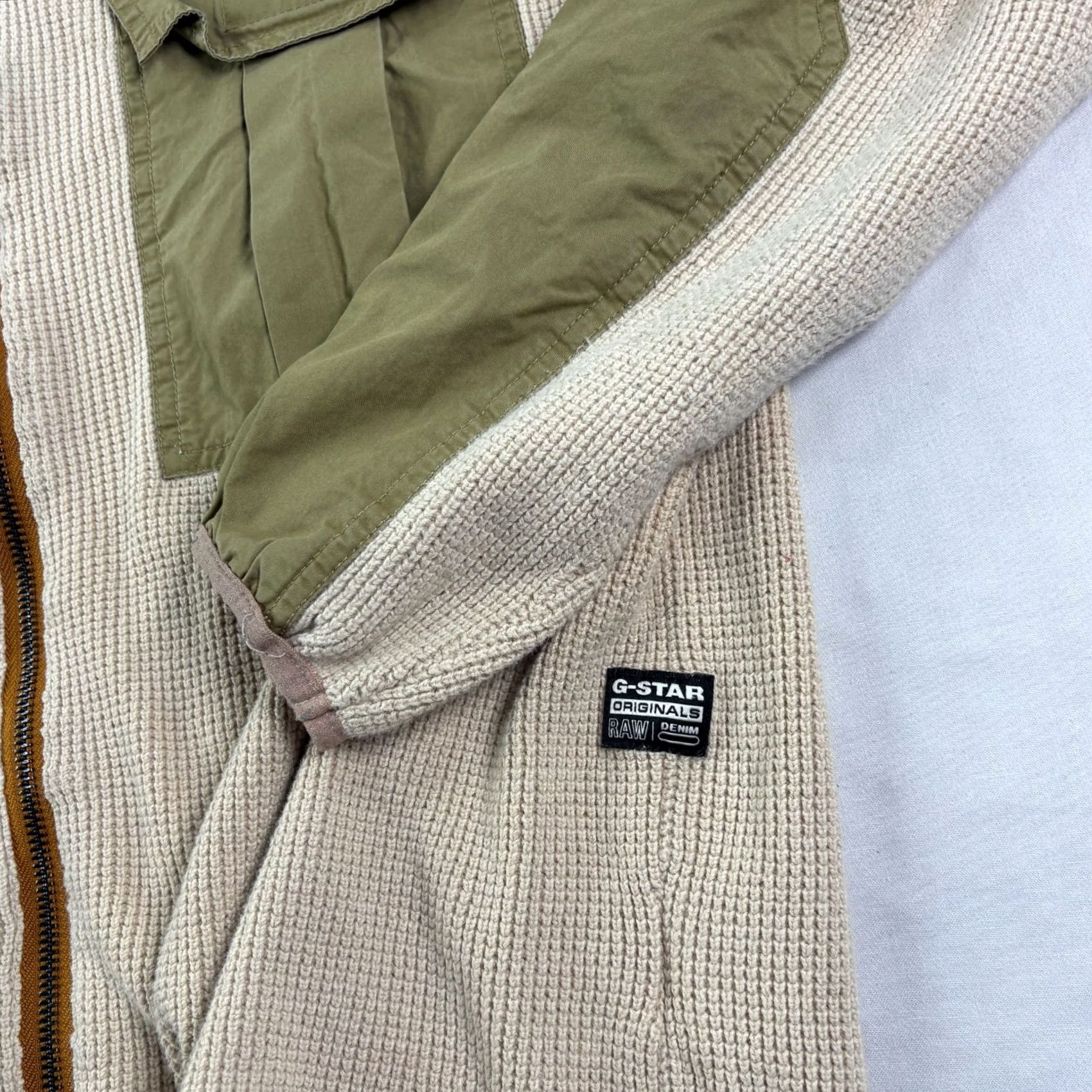 Vintage G Star Raw Jacket Mens XL Beige Full Zip Utility Cargo Knit Casual Size US XL / EU 56 / 4 - 2 Thumbnail