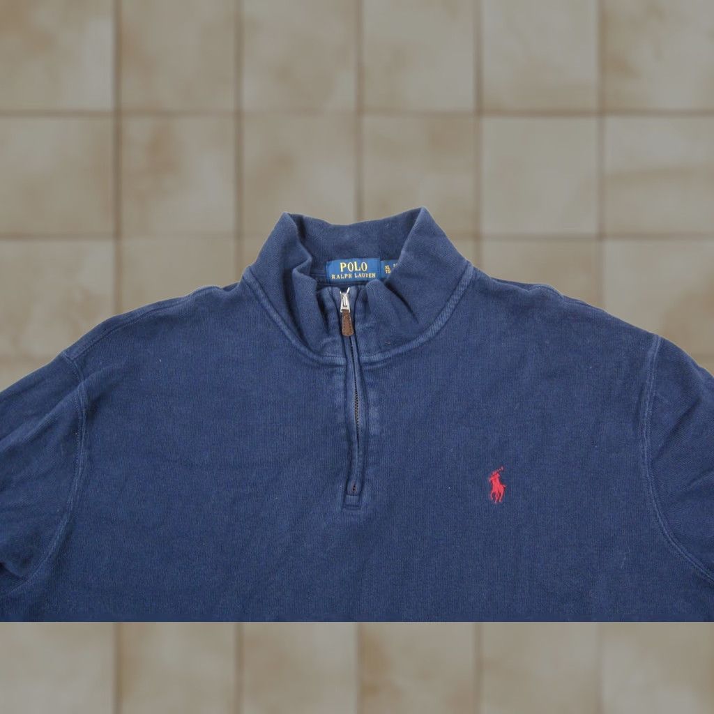 Polo Ralph Lauren Polo Ralph Lauren Sweatshirt Adult XL Blue Red Pony Estate Rib Mens 90s 1/4 Zip Mock Neck Zip Front Polo Brand Logo Size US XL / EU 56 / 4 - 1 Thumbnail