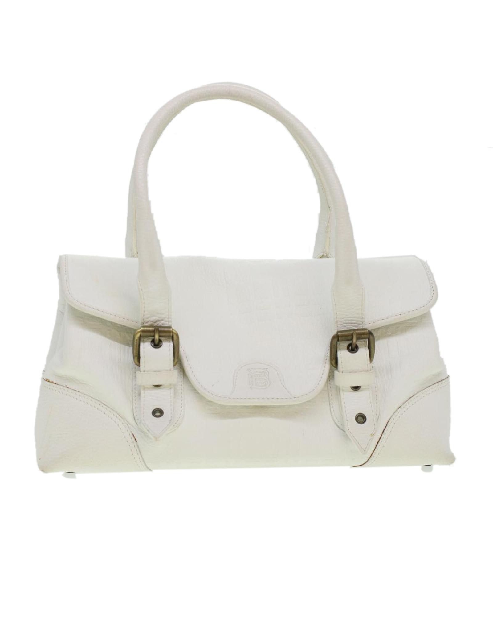 image of Practical And Elegant Burberry Leather Bag in White, Women's