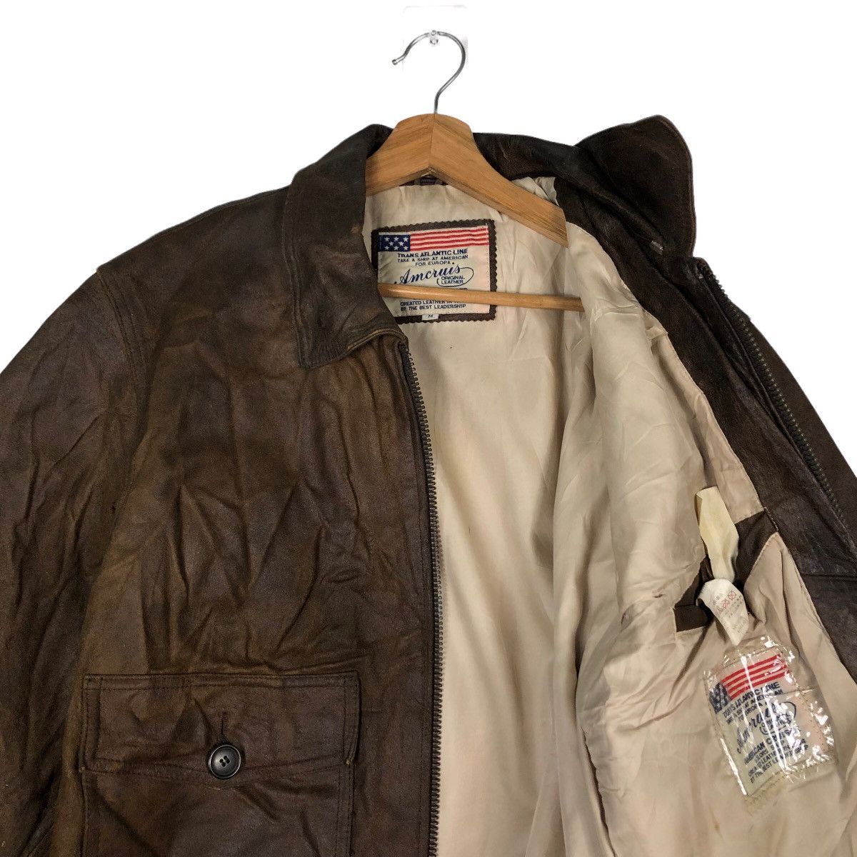 Japanese Brand 🔥Vintage Fly Genuine Leather Jacket Amcruis American Ship Size US M / EU 48-50 / 2 - 11 Thumbnail