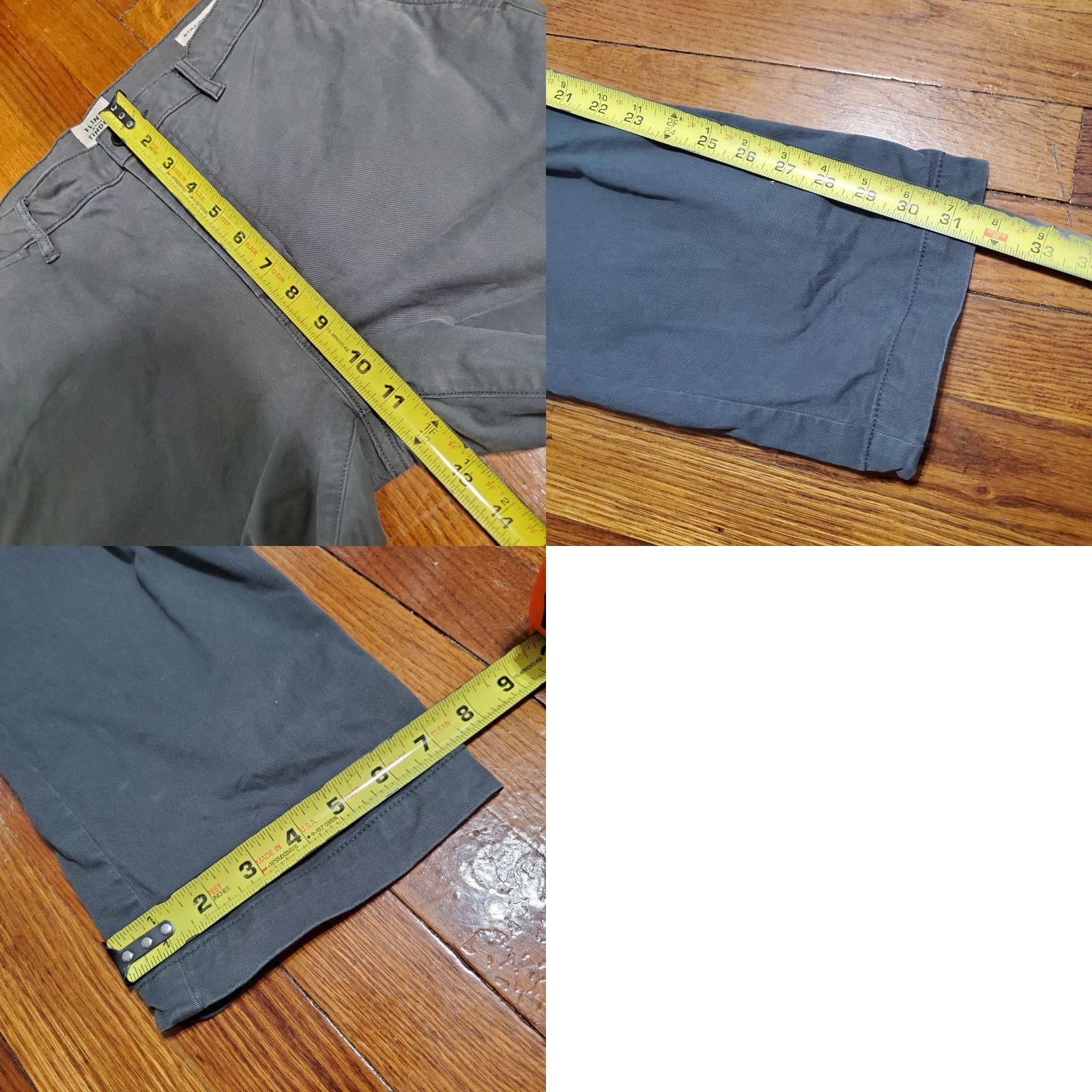 Flint And Tinder Flint & Tinder Pants Mens 32x32 Chino Straight Slim Gray 5-Pocket Zipper Button Logo Street City USA Vintage: No Size US 32 / EU 48 - 9 Thumbnail