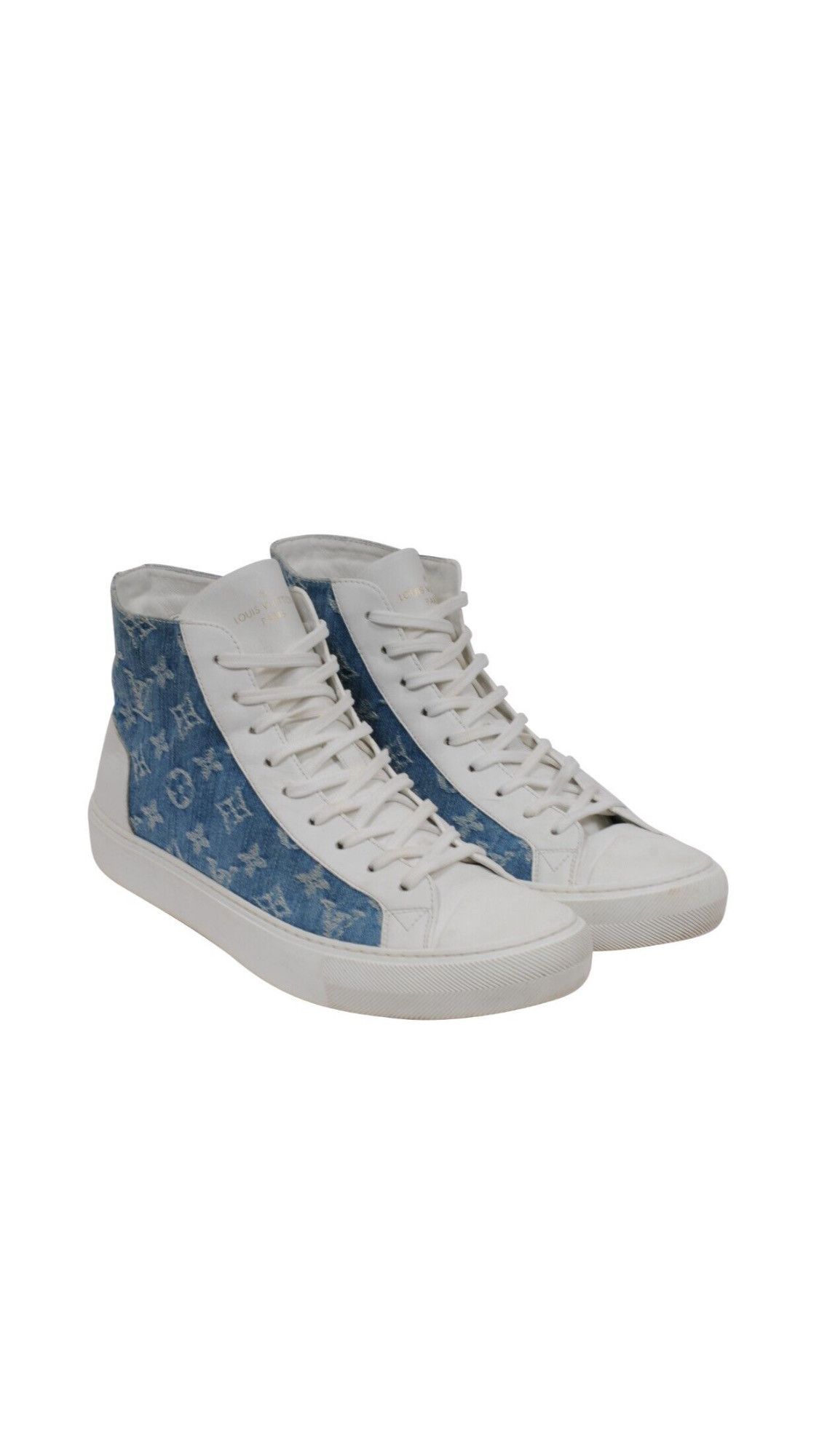 Louis Vuitton White Blue Denim LV Tattoo High Top Sneakers - 01897 Size US 9 / EU 42 - 13 Thumbnail