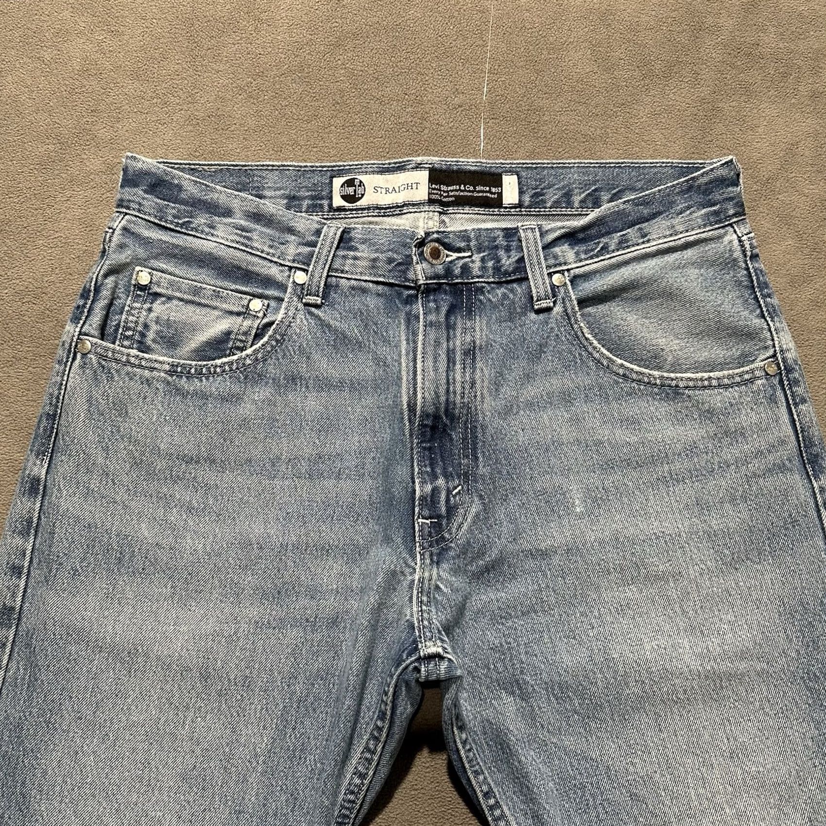 Levi's VINTAGE Levi's Silvertab Jeans Mens 33x30 Blue Denim Straight Leg Light Wash Jeans Regular Mens Size US 33 - 3 Thumbnail