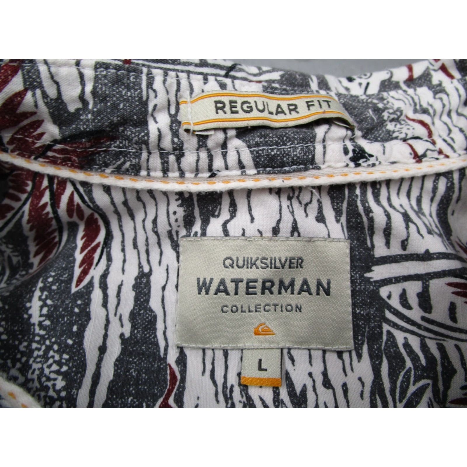 Quiksilver Quiksilver Waterman Shirt Mens L Gray Button Up Hawaiian Surfing Sumo Tiki Geometric Size US L / EU 52-54 / 3 - 3 Thumbnail