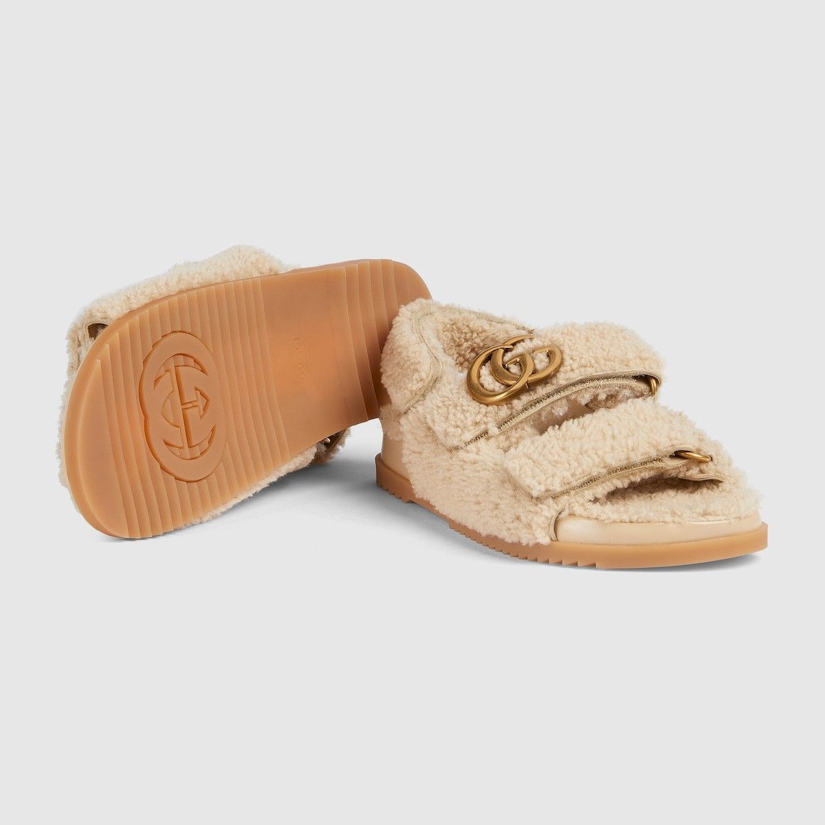 Gucci o1s1wg110225 Women's Double G Sandals in Beige Size US 7 / IT 37 - 5 Thumbnail