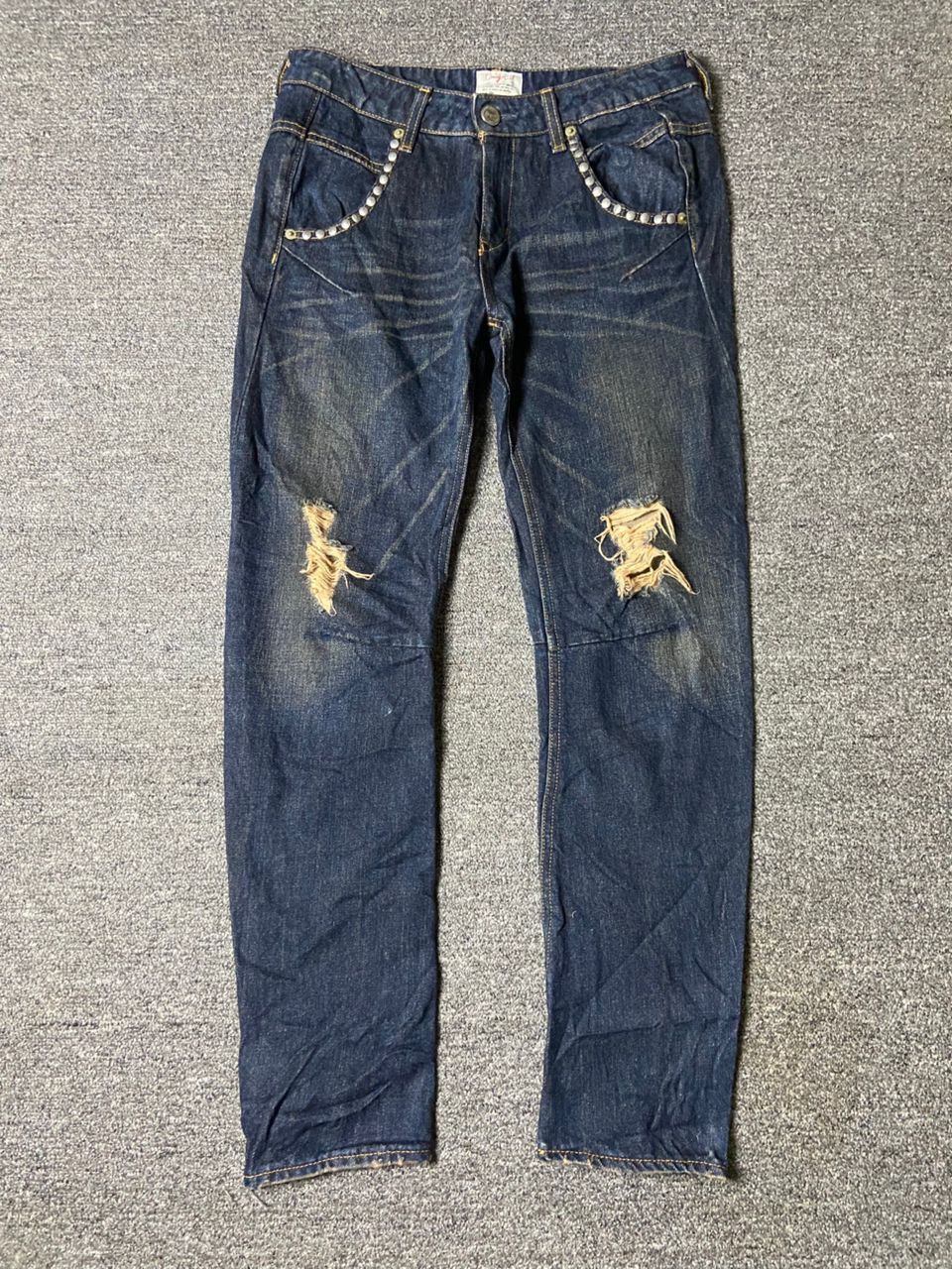 Japanese Brand Ungrid Fashion Distressed Knee Ripped Jeans (158) Size 30" / US 8 / IT 44 - 1 Thumbnail