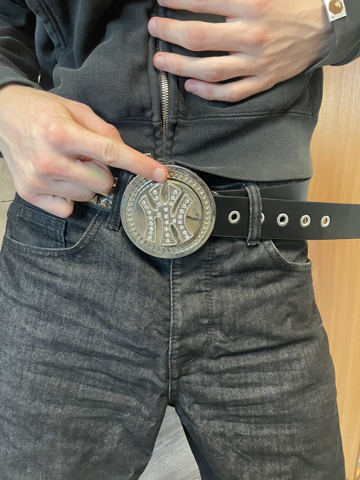 New York Yankees New York Yankees Pyramid Belt Spinner Big Buckle Rhinestone Size ONE SIZE - 4 Thumbnail