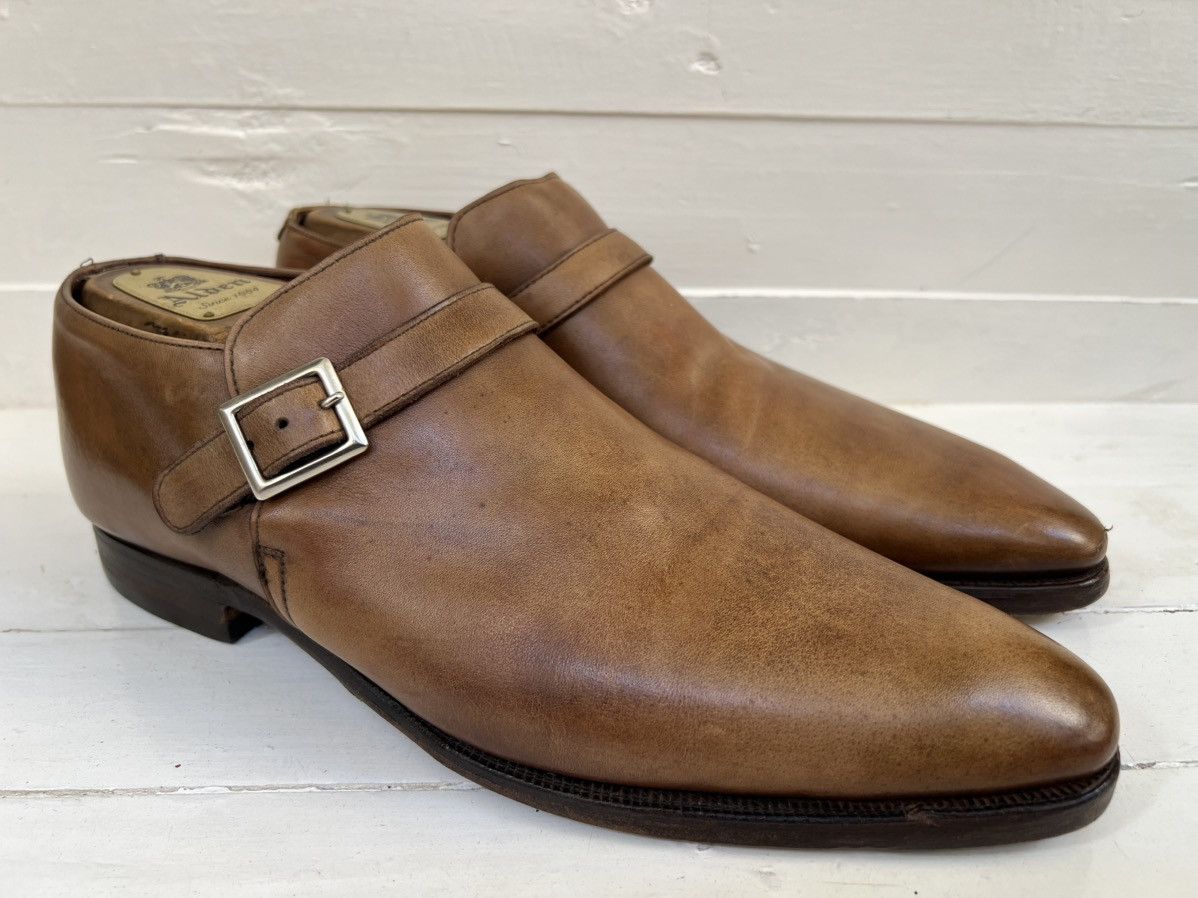 Crockett & Jones Crockett & Jones Portman Brown Leather Monk Strap Shoes Size US 8 / EU 41 - 1 Thumbnail