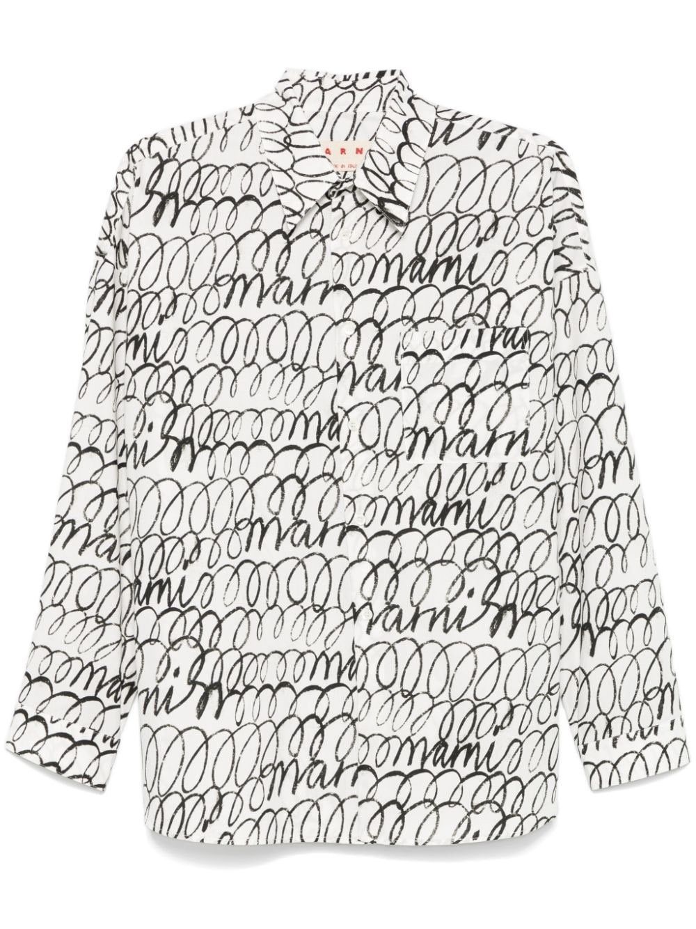 Marni o1w1db10625 Logo-Print Shirt in White Size US M / EU 48-50 / 2 - 1 Thumbnail