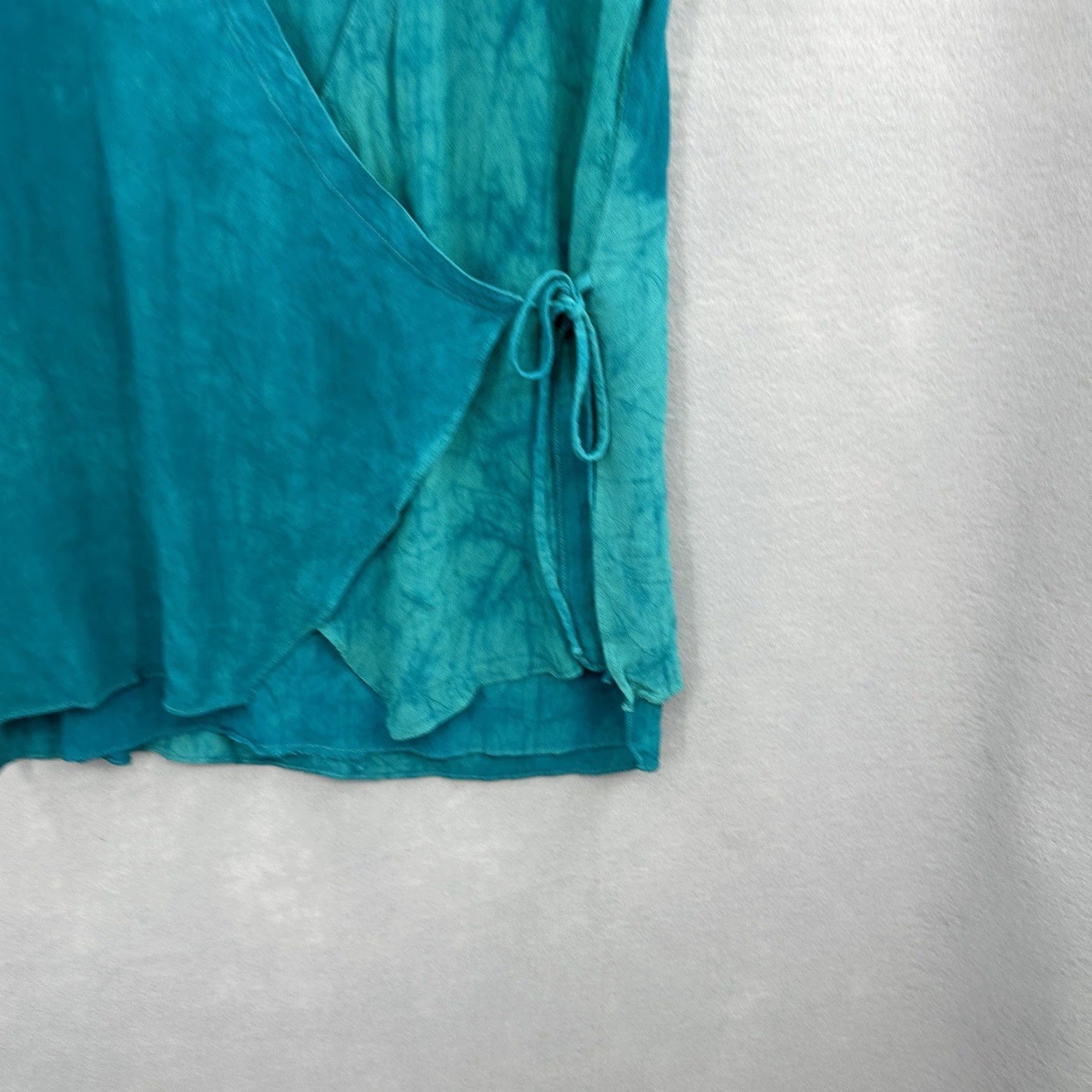 Vintage VINTAGE Dorothy Schoelen Blouse Womens Petite Small Wrap USA Y2K Retro 90s Blue Size S / US 4 / IT 40 - 7 Thumbnail
