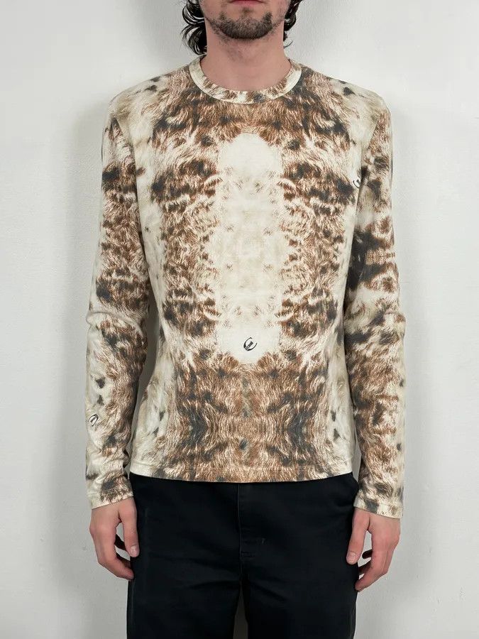 Just Cavalli SS2004 Cavalli Cream Animal Print Longsleeve T-Shirt Size US M / EU 48-50 / 2 - 2 Thumbnail