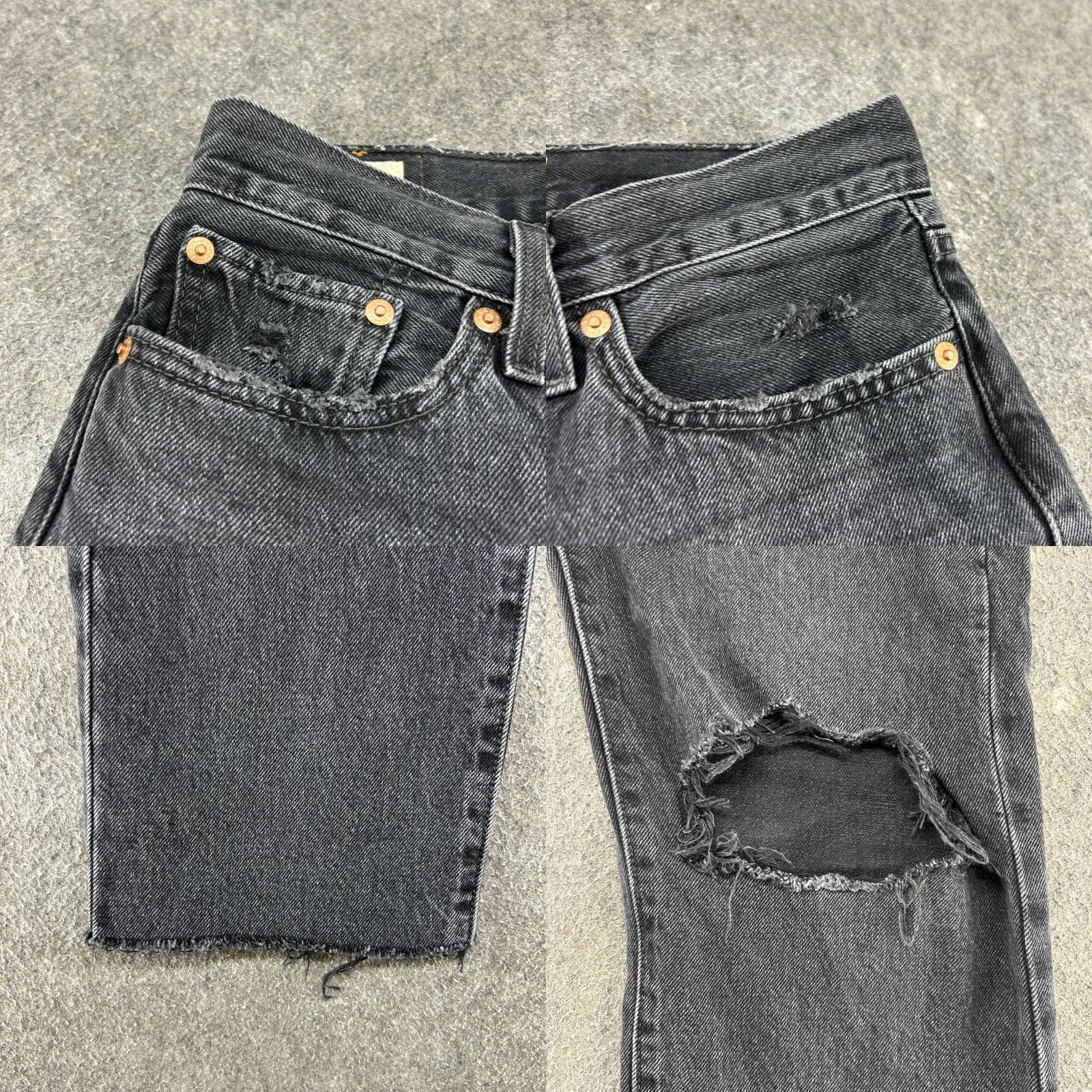 Levi's VINTAGE Levi's Wedgie Jeans Womens 27 Black Straight Premium 501 Stretch Denim Distressed 80s 90s Retro Womens Size 27" / US 4 / IT 40 - 8 Thumbnail