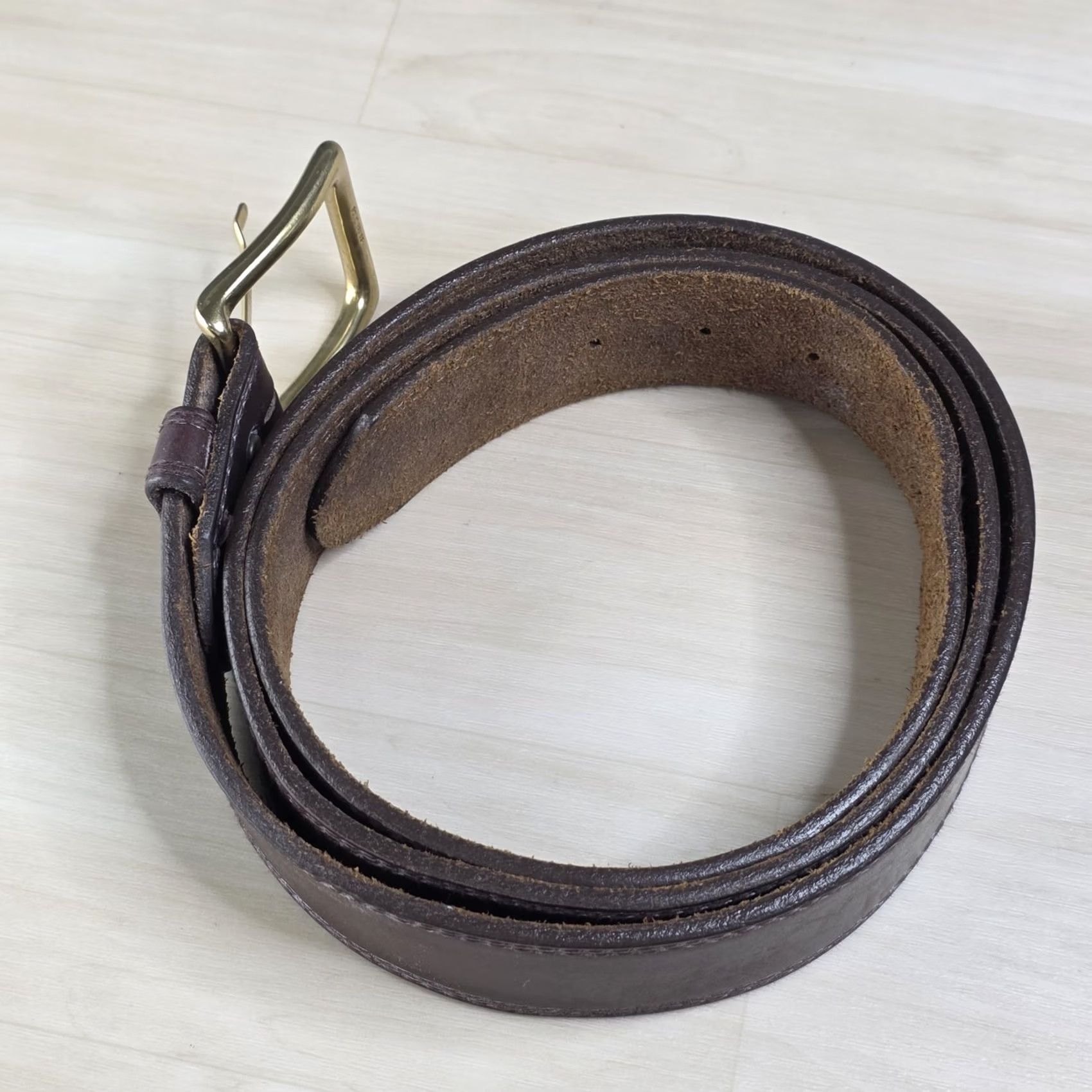 Vintage Red Wing Leather Belt Brown Stitching Solid Brass Buckle Made In USA Size 50 Mens Size ONE SIZE - 4 Thumbnail
