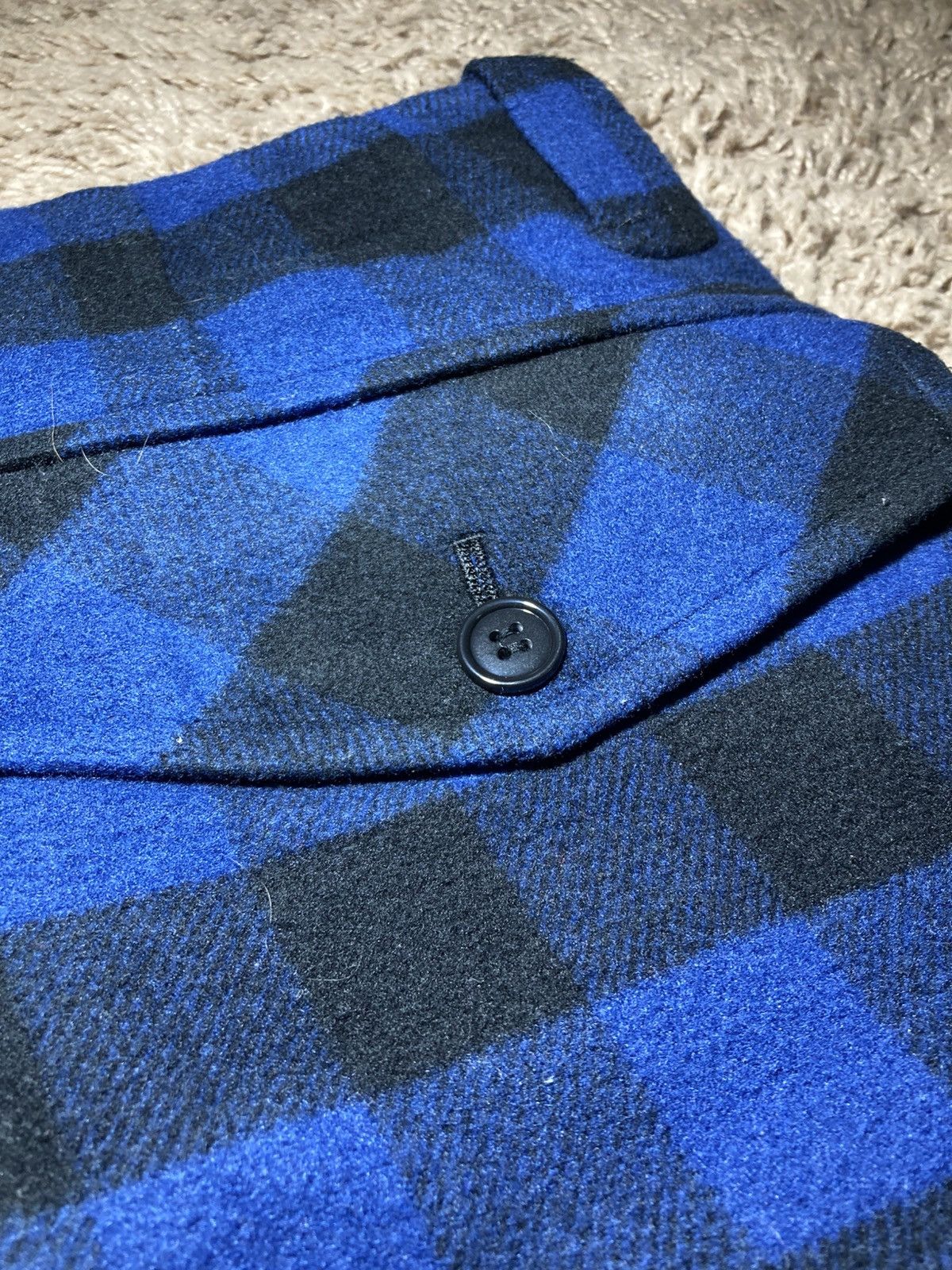 Japanese Brand 90s Milkboy Wool Plaid Cargo Shorts Blue Tartan Punk Baggy Size US 34 / EU 50 - 7 Thumbnail