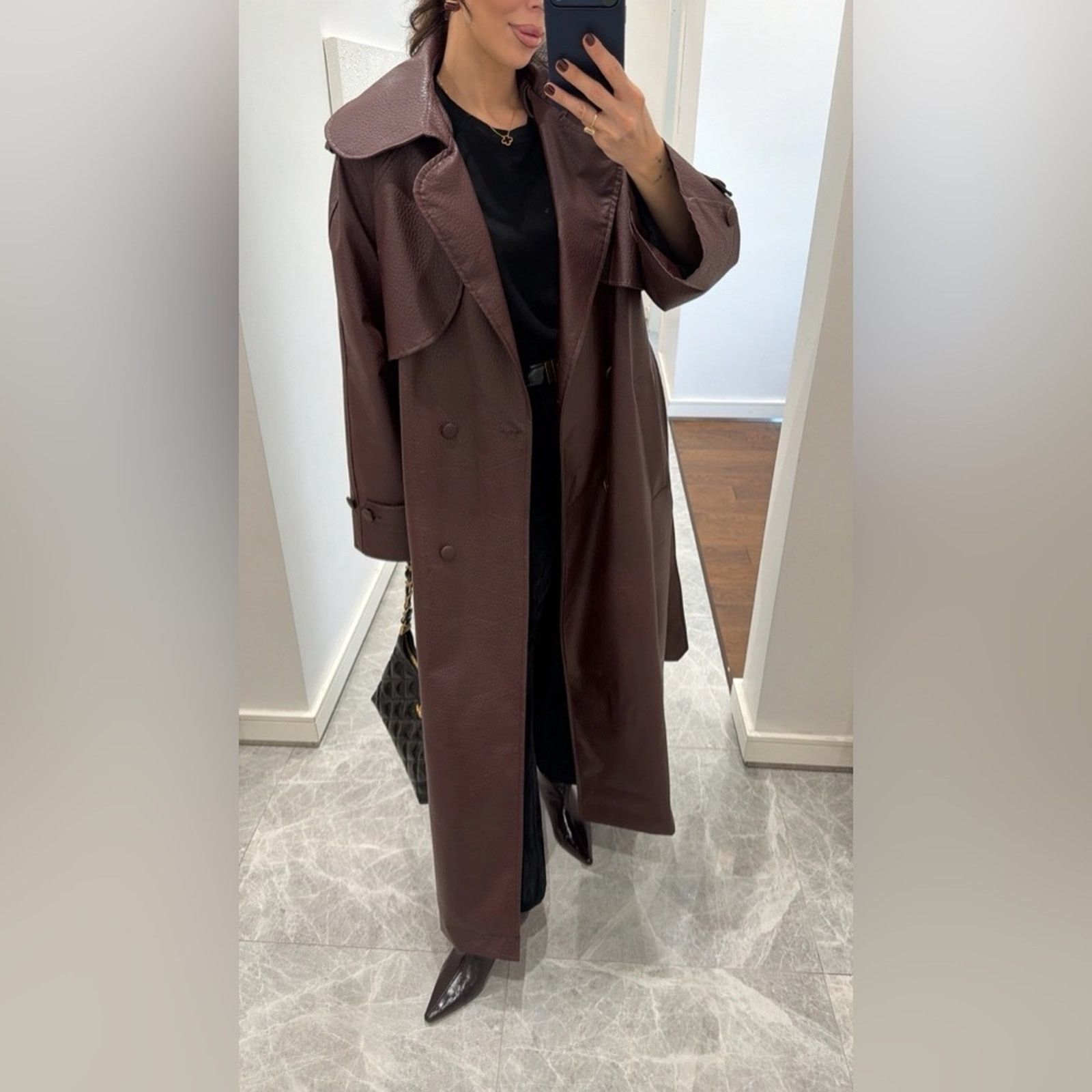 Other Elegant Burgundy Women's Trench Coat Size ONE SIZE - 6 Thumbnail