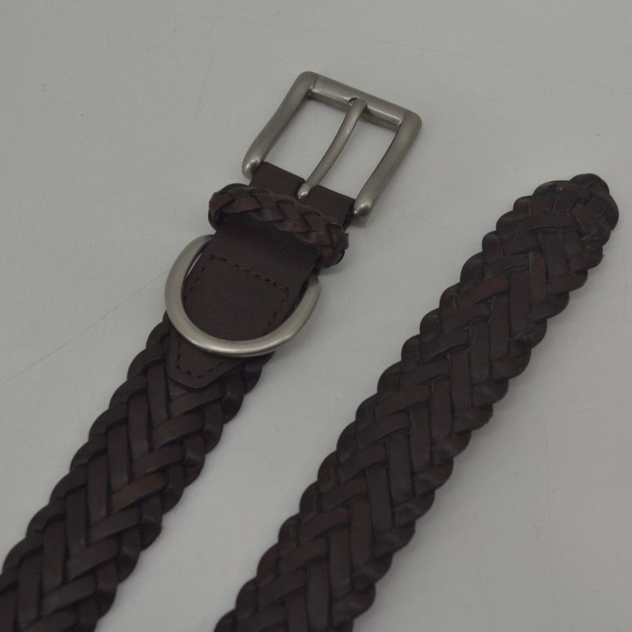 Other CRL Brown Leather Braided Weaved Men's Belt Silver Size 38 Size 38 - 5 Thumbnail