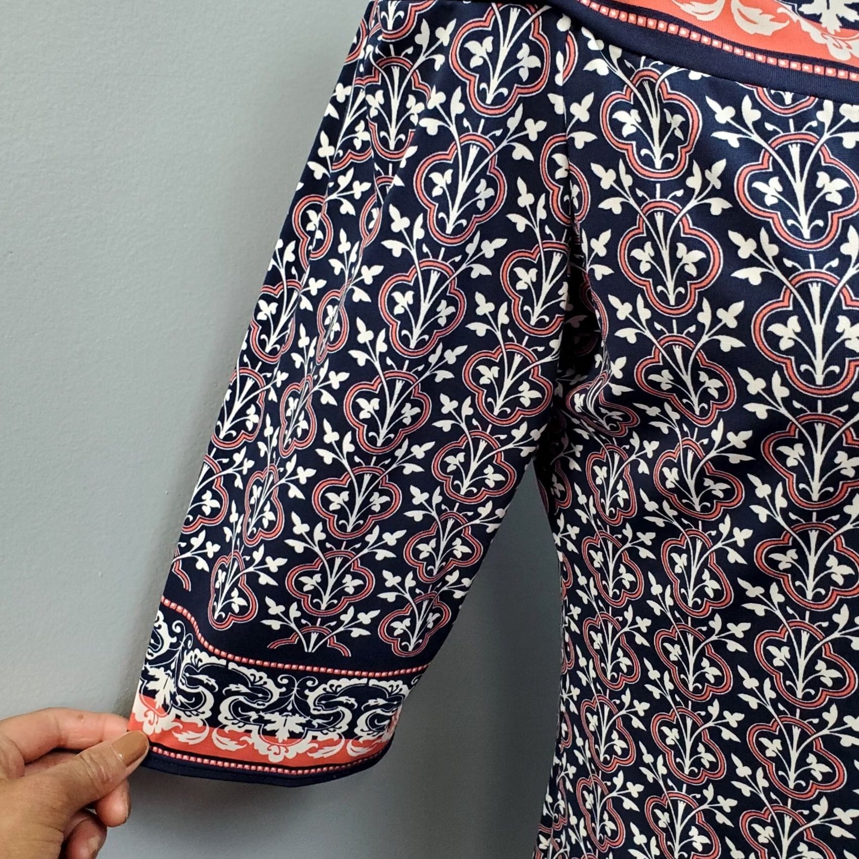 Vintage Max Studio Shift Dress Women Large Multi Geometric 3/4 Sleeve Boat Neck Pullover Size L / US 10 / IT 46 - 4 Thumbnail