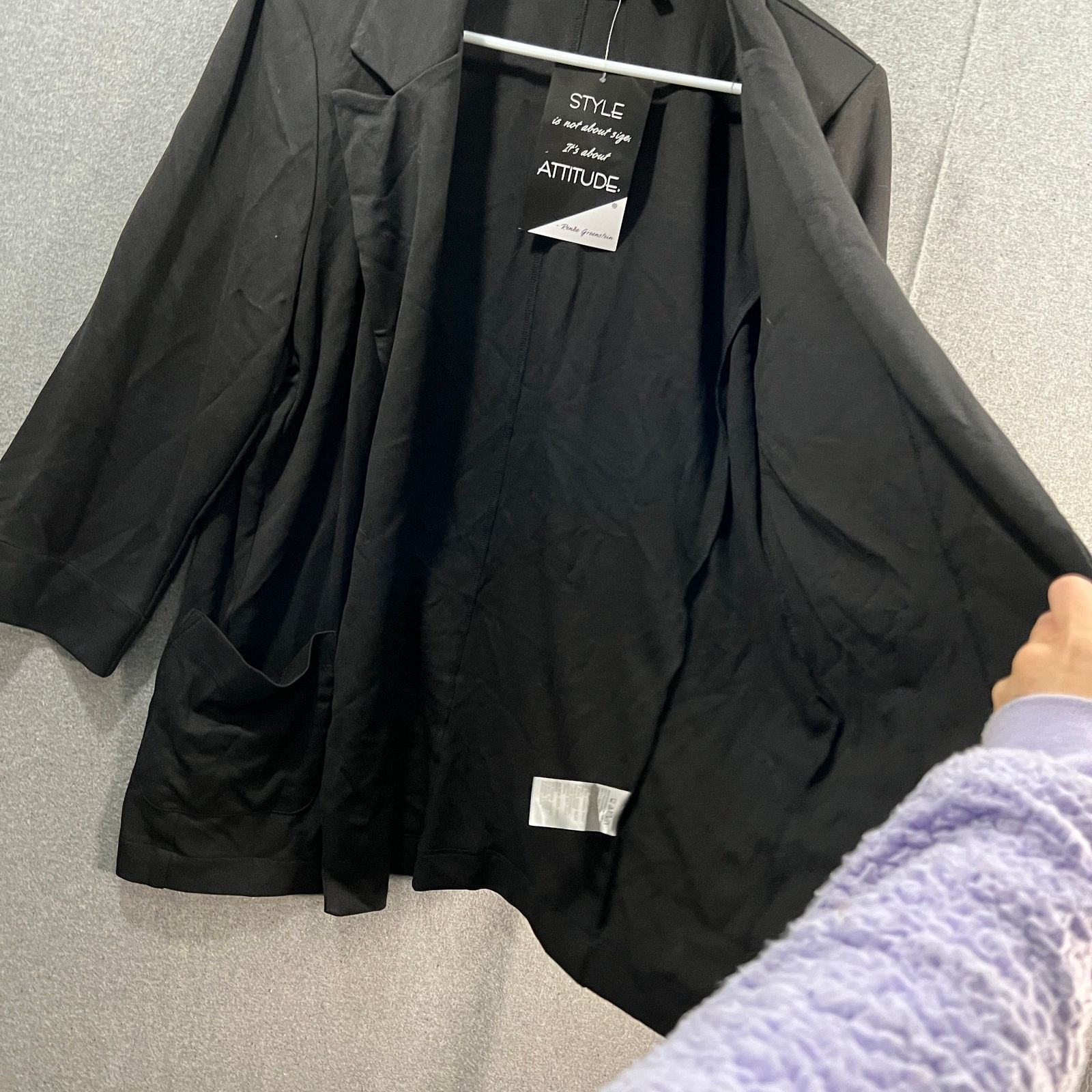 Other Attitudes by Renee Ponte Open-Front Girlfriend Blazer Black Size M / US 6-8 / IT 42-44 - 4 Thumbnail