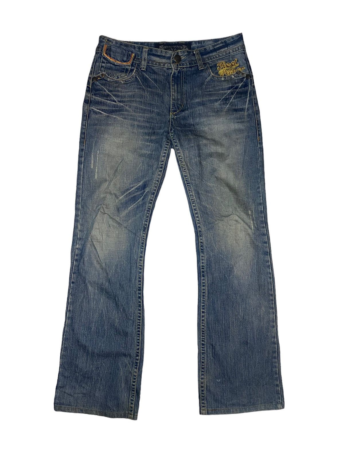 If Six Was Nine × Japanese Brand × Le Grande Bleu (L.G.B.) Vintage Red Pepper Flared Jean Distressed Size US 33 - 2 Thumbnail