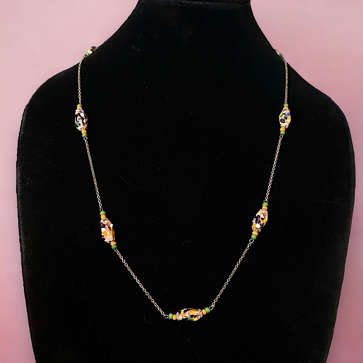 Vintage Vintage stationed Murano Art glass bead necklace Size ONE SIZE - 1 Thumbnail