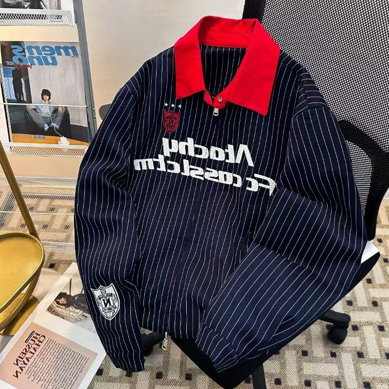 Vintage Retro Pinstripe Varsity Jacket Size US M / EU 48-50 / 2 - 1 Thumbnail