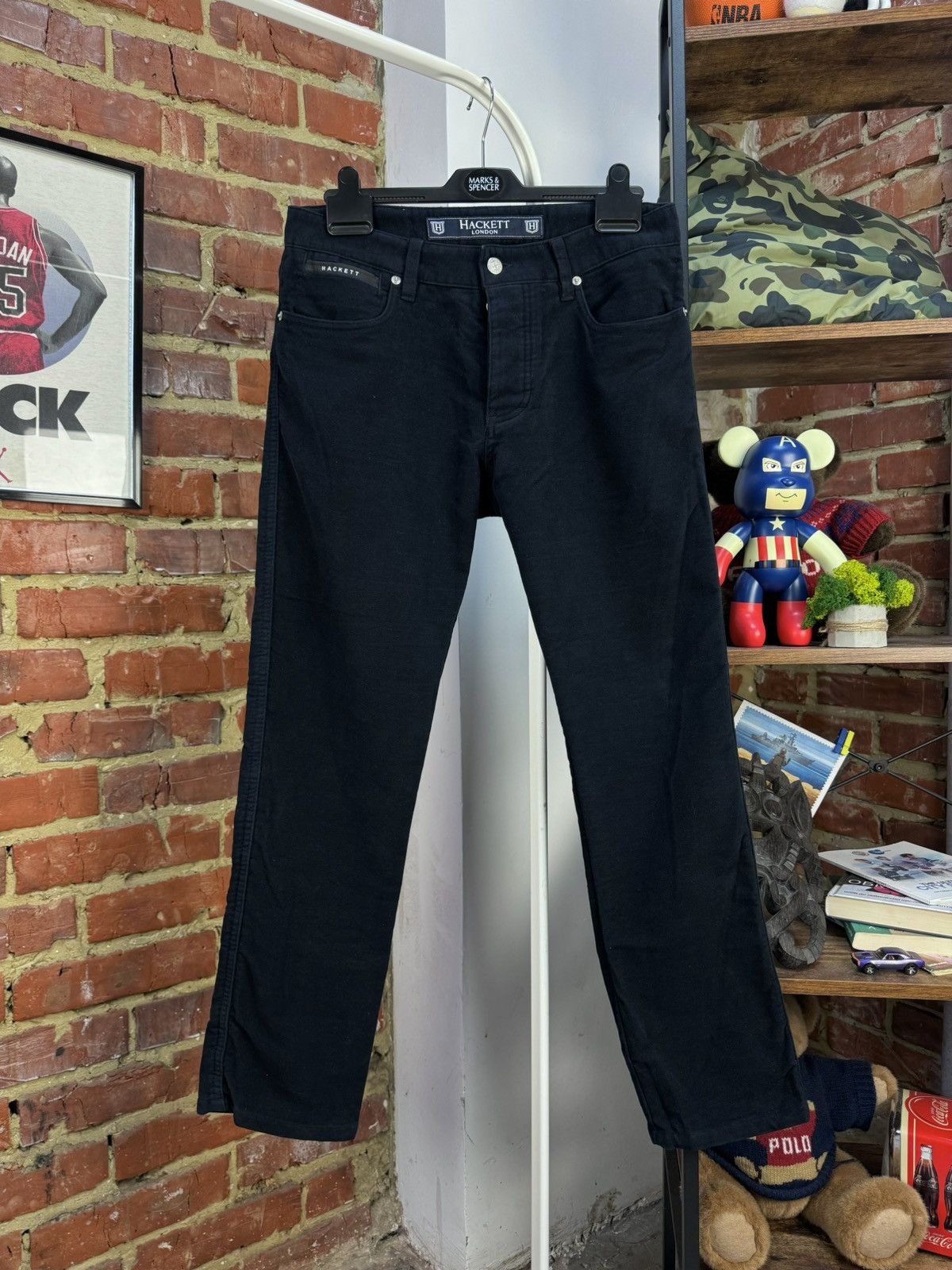 Hackett HACKETT London Velour Cotton Navy Blue Chino Pants Trousers Size US 31 - 1 Thumbnail