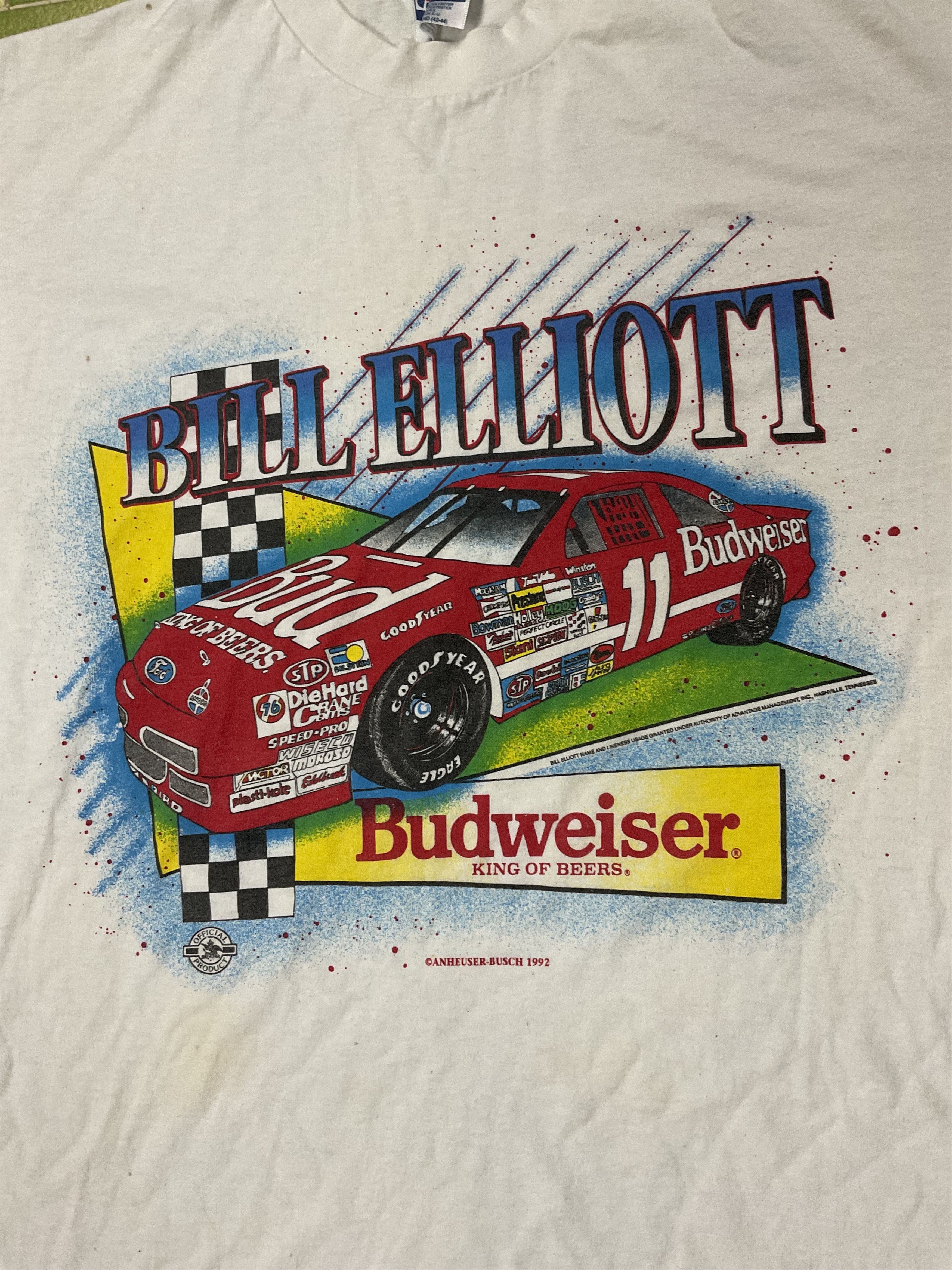 NASCAR Vintage 1992 Bill Elliott Budweiser T-Shirt Nascar Racing Size US L / EU 52-54 / 3 - 1 Thumbnail