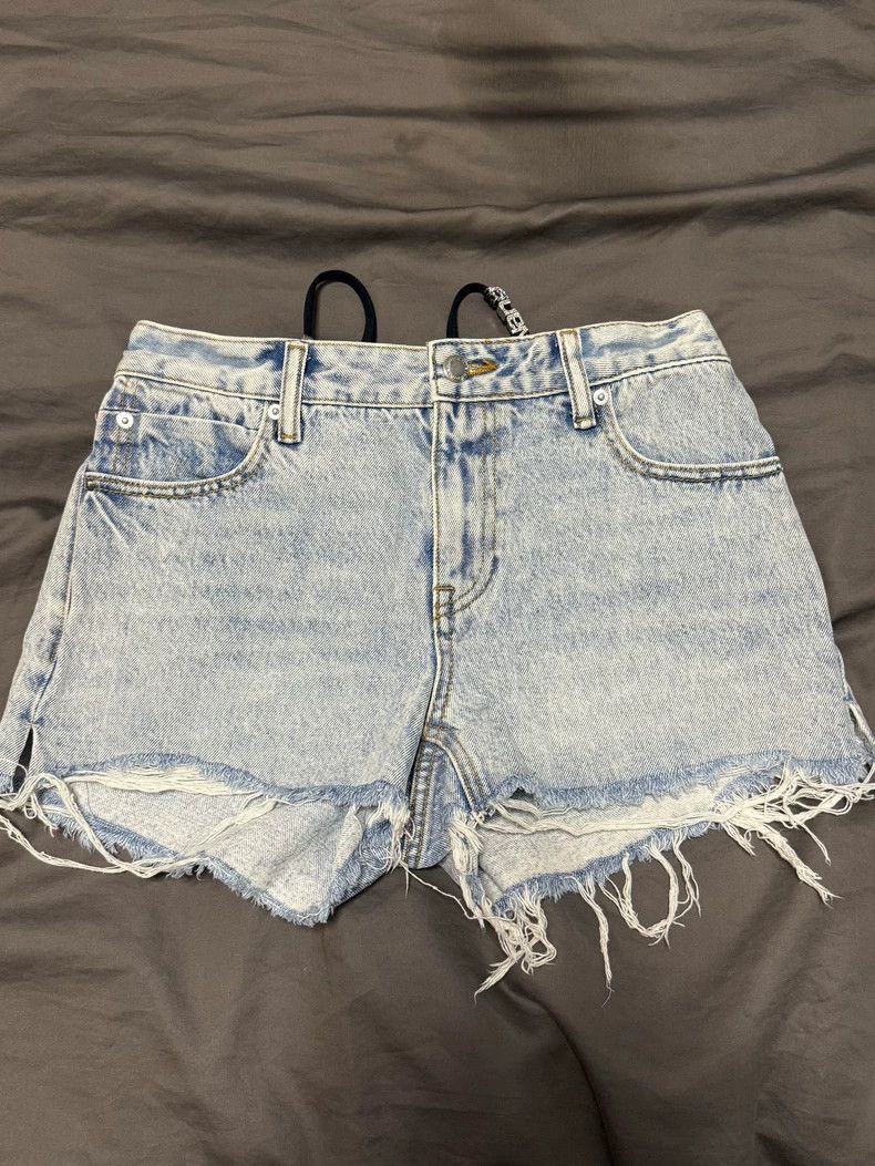 Alexander Wang Alexander Wang Denim Shorts with Rhinestone Logo- Size 25" / US 0 / IT 36 - 1 Thumbnail