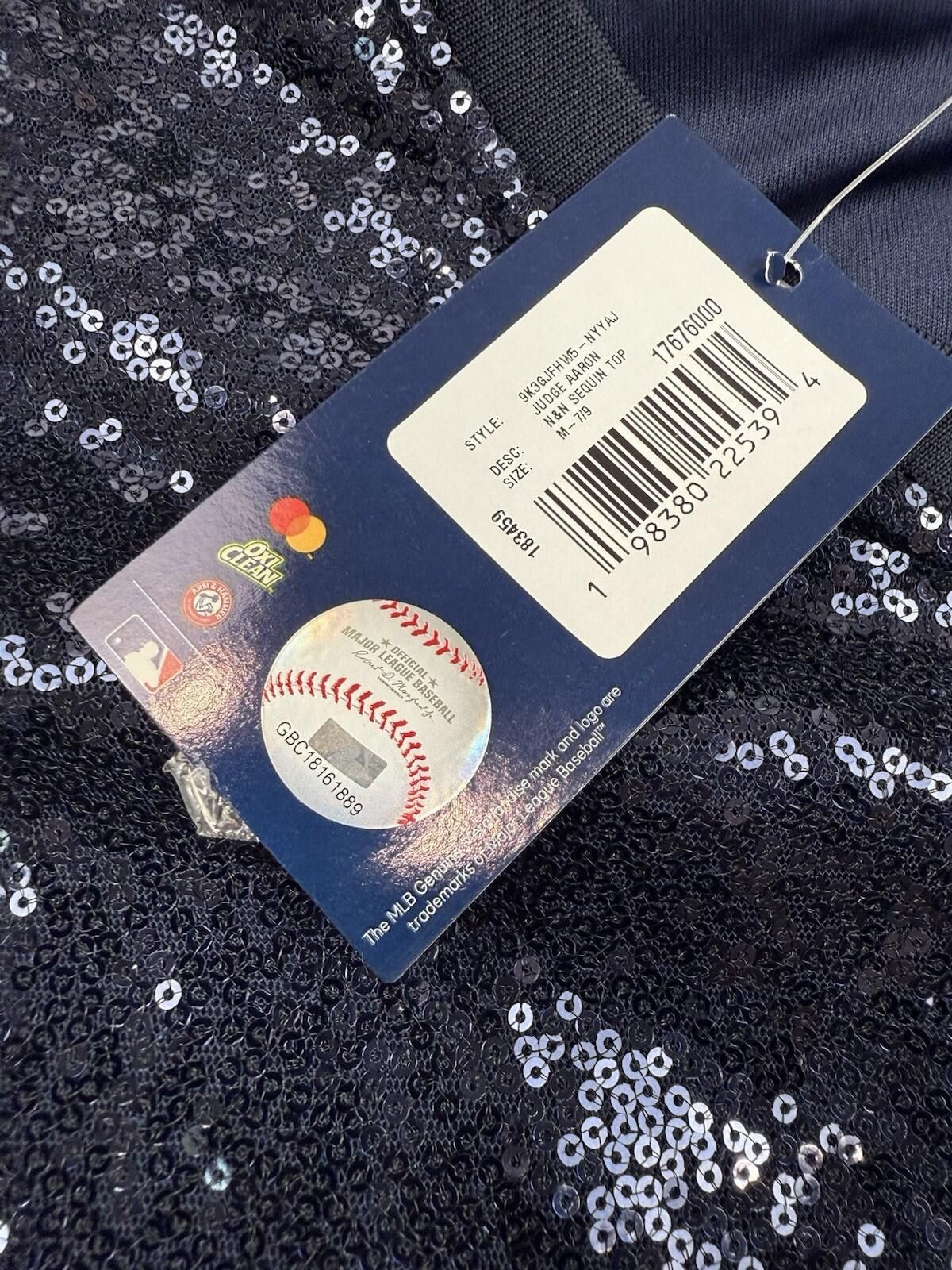 MLB Aaron Judge New York Yankees Youth Girls Blue Sequin V-Neck Size ONE SIZE - 10 Thumbnail
