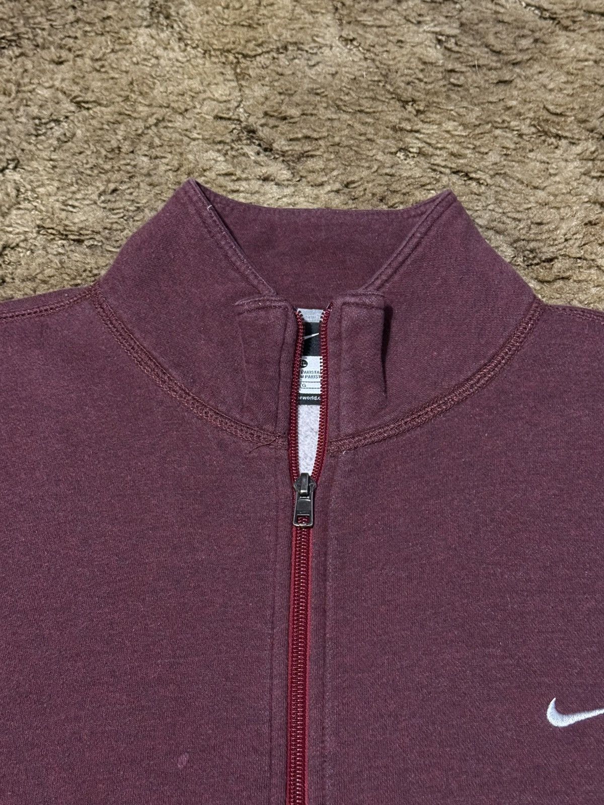 Nike Nike Small Logo Full Zip Up Sweatshirt Burgundy Red XLarge Size US XL / EU 56 / 4 - 5 Thumbnail