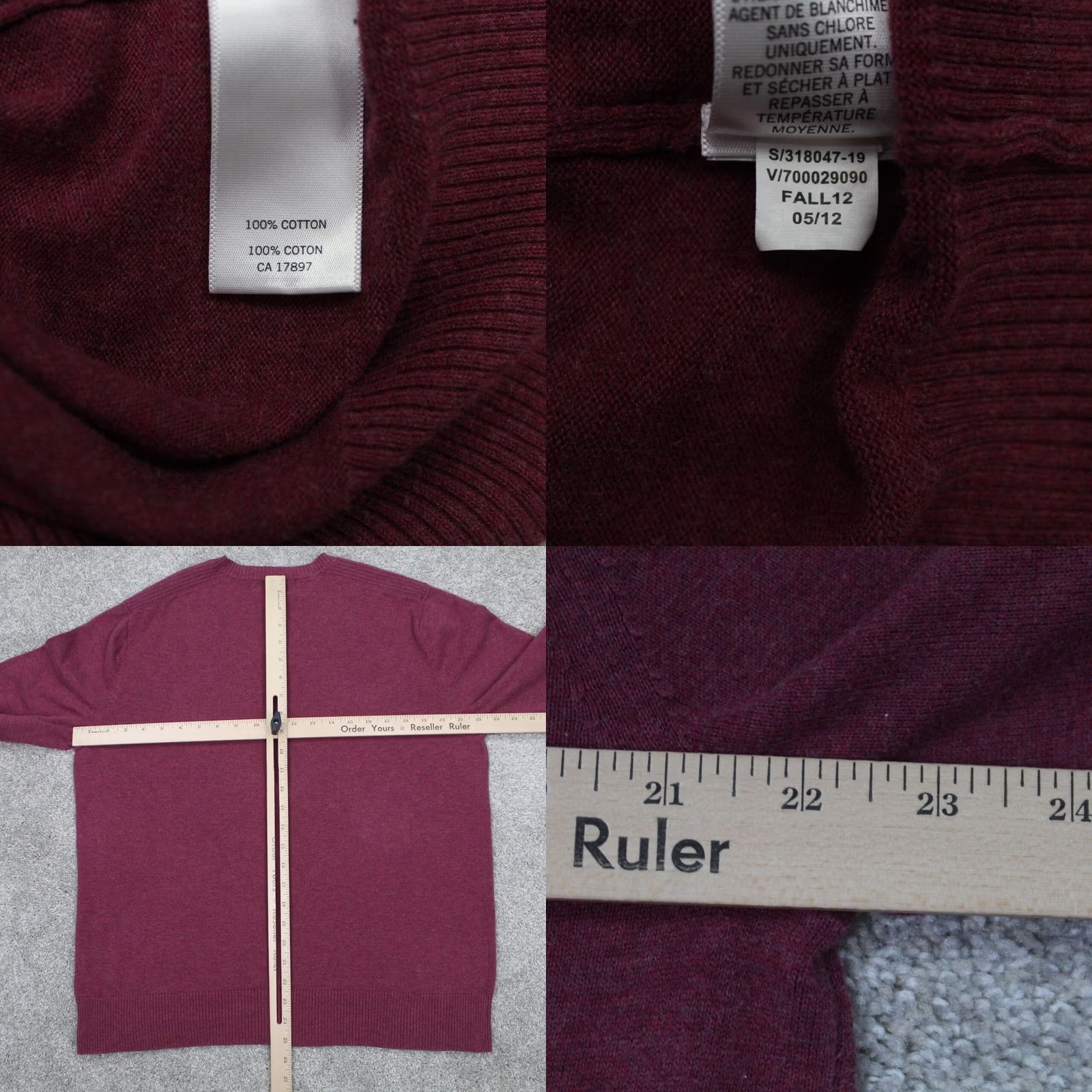 Banana Republic Banana Republic Sweater Men Large Red V-Neck 100% Cotton L/S Pullover Sweatshirt Size US L / EU 52-54 / 3 - 8 Thumbnail