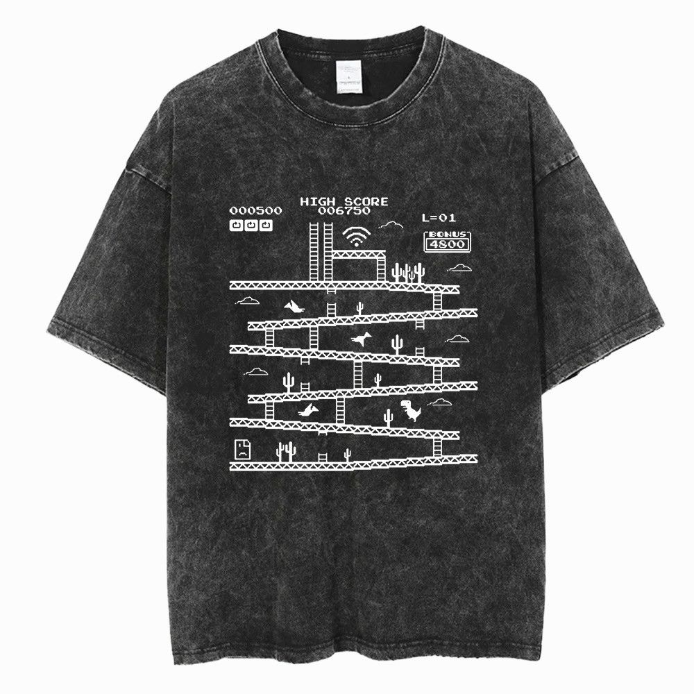 Japanese Brand Y2K Retro Childhood Video Game Print Washed T-Shirt Size US L / EU 52-54 / 3 - 1 Thumbnail