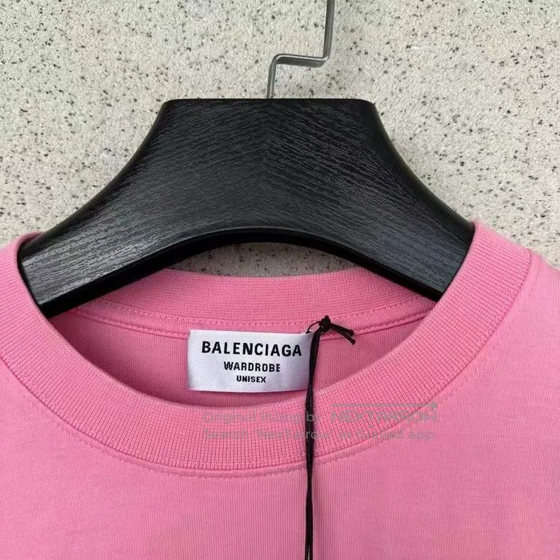 Balenciaga Balenciaga Pink Double B Logo Short Sleeve T-Shirt M Size Size US M / EU 48-50 / 2 - 2 Thumbnail