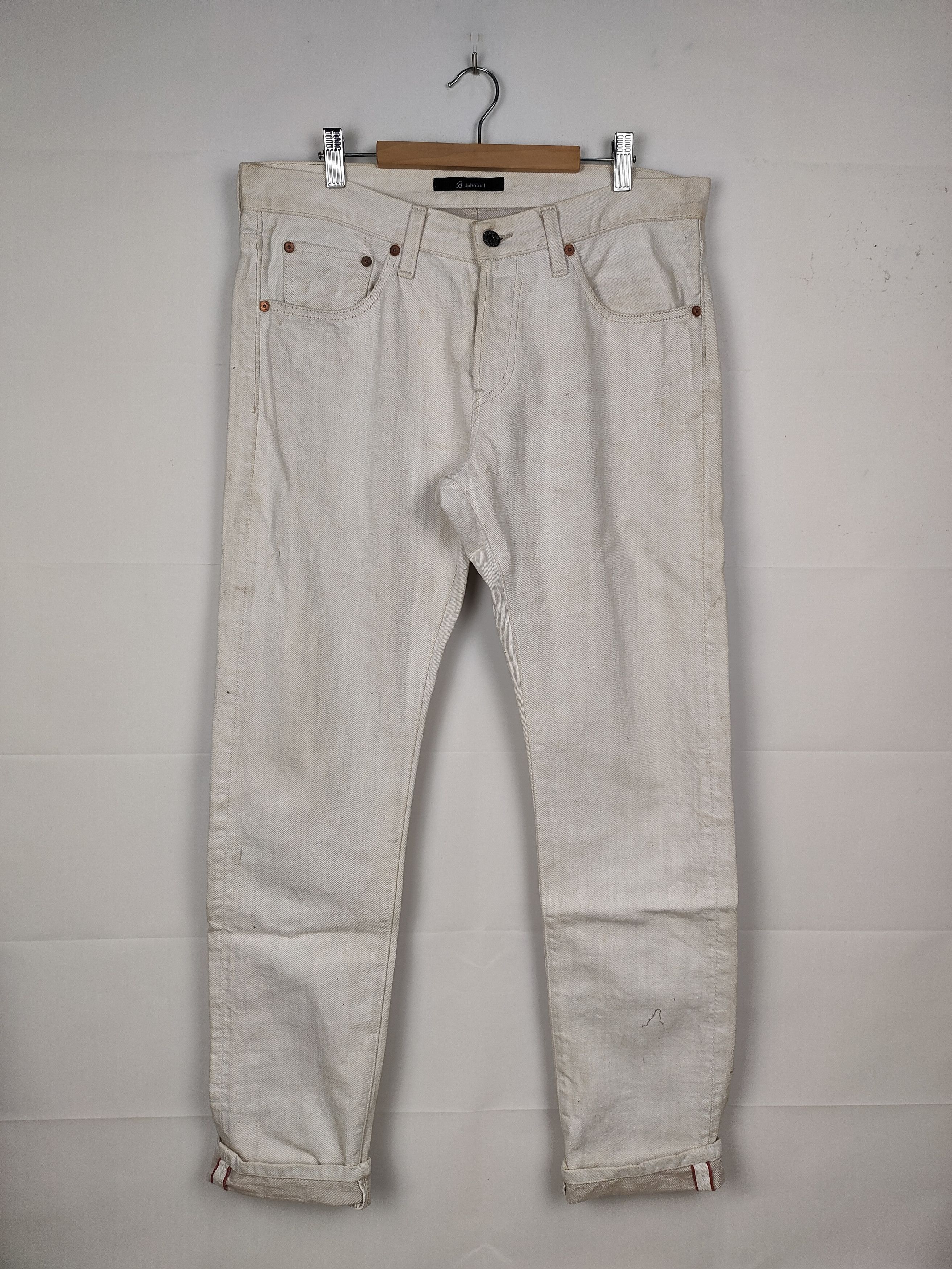 Japanese Brand Johnbull Selvedge White Denim Pant Size US 33 - 1 Thumbnail