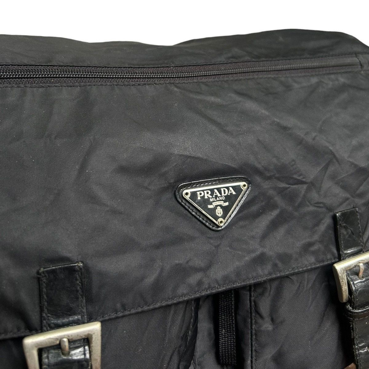 Prada Prada Triangle Logo Double Pocket Nylon Shoulder Bag Size ONE SIZE - 2 Thumbnail