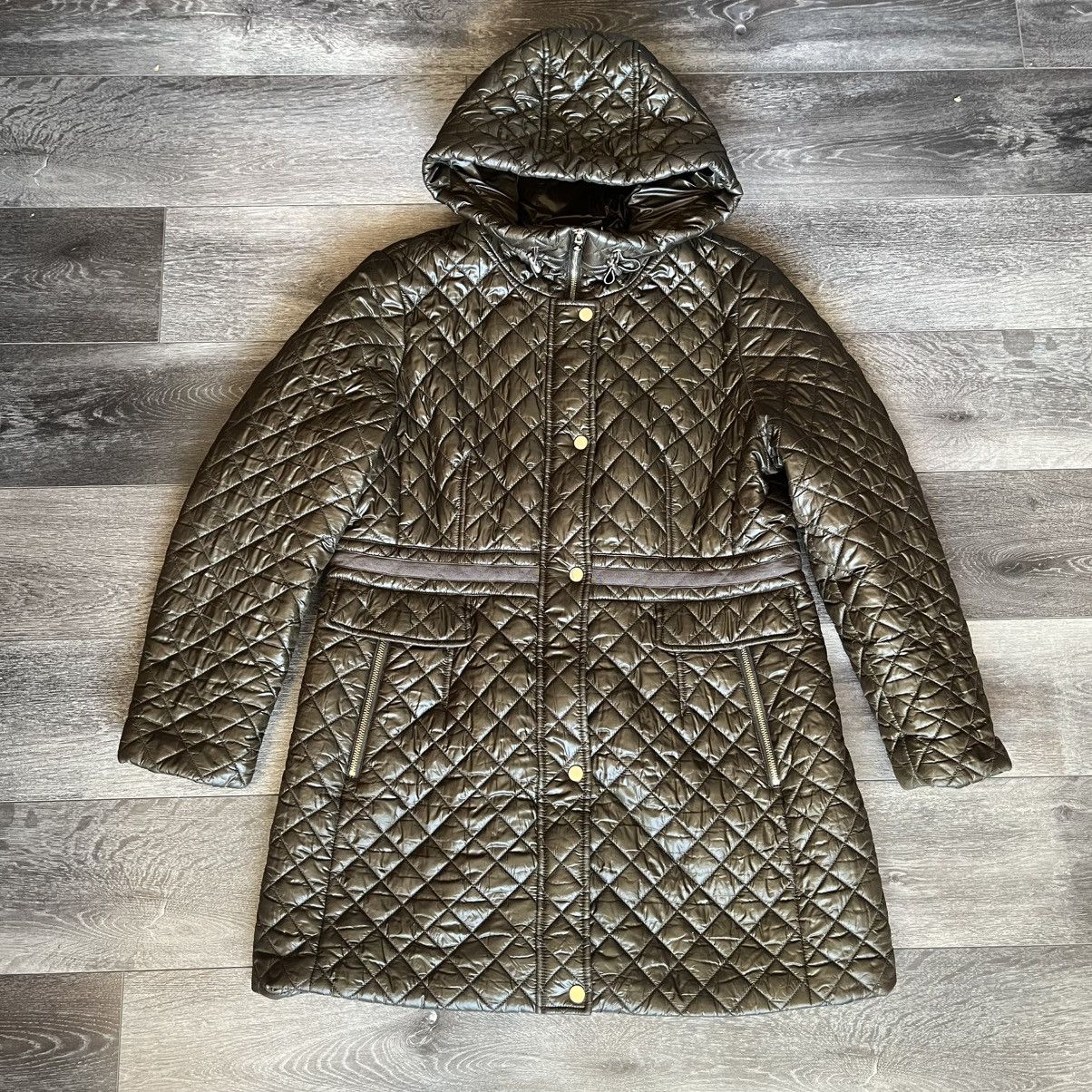 Kate Spade New York Women’s Hooded Quilted Anorak Coat Olive